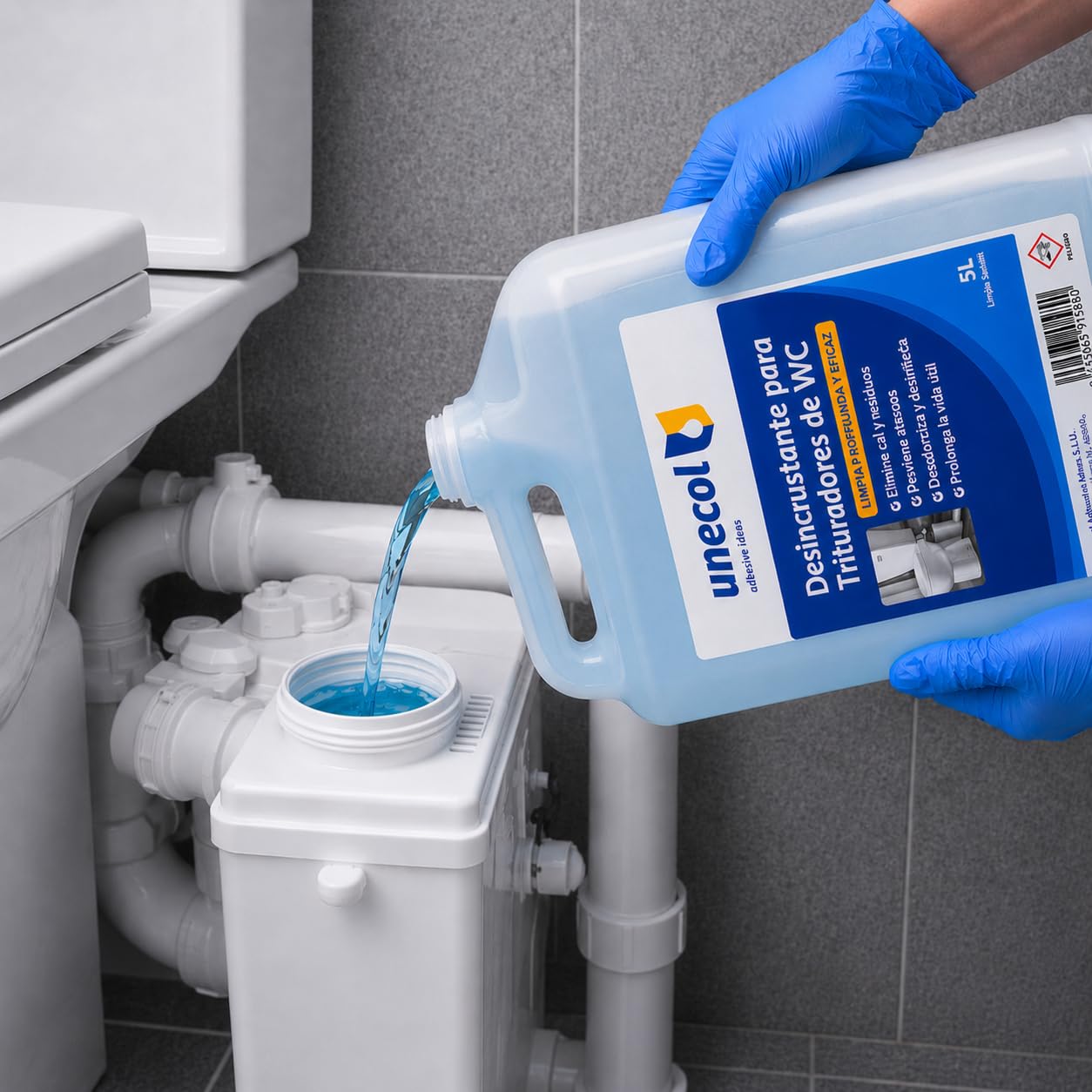 UNECOL - Desincrustante WC Triturador 5L | Antical Potente para Inodoro Sanitrit | Limpieza Profunda y Mantenimiento Triturador Sanitario Elimina Cal Previene Averías