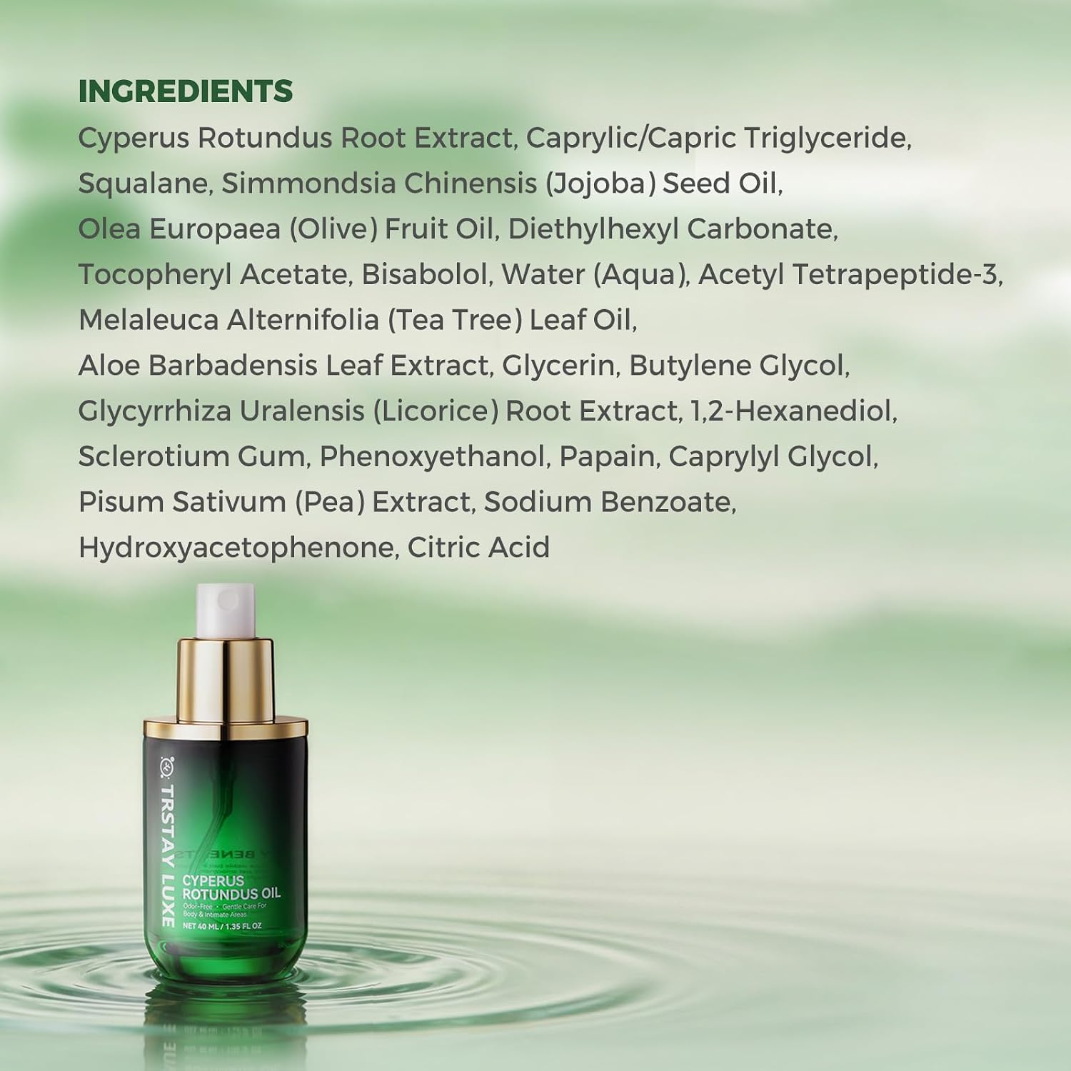 Cyperus Rotundus Oil Spray, 45% Deodorized Cyperus Complex for Hair Regrowth Appearance Care, Odor-Free Body Oil with Jojoba, Aloe & Squalane, Bikini Line & Underarms, 40 mL
