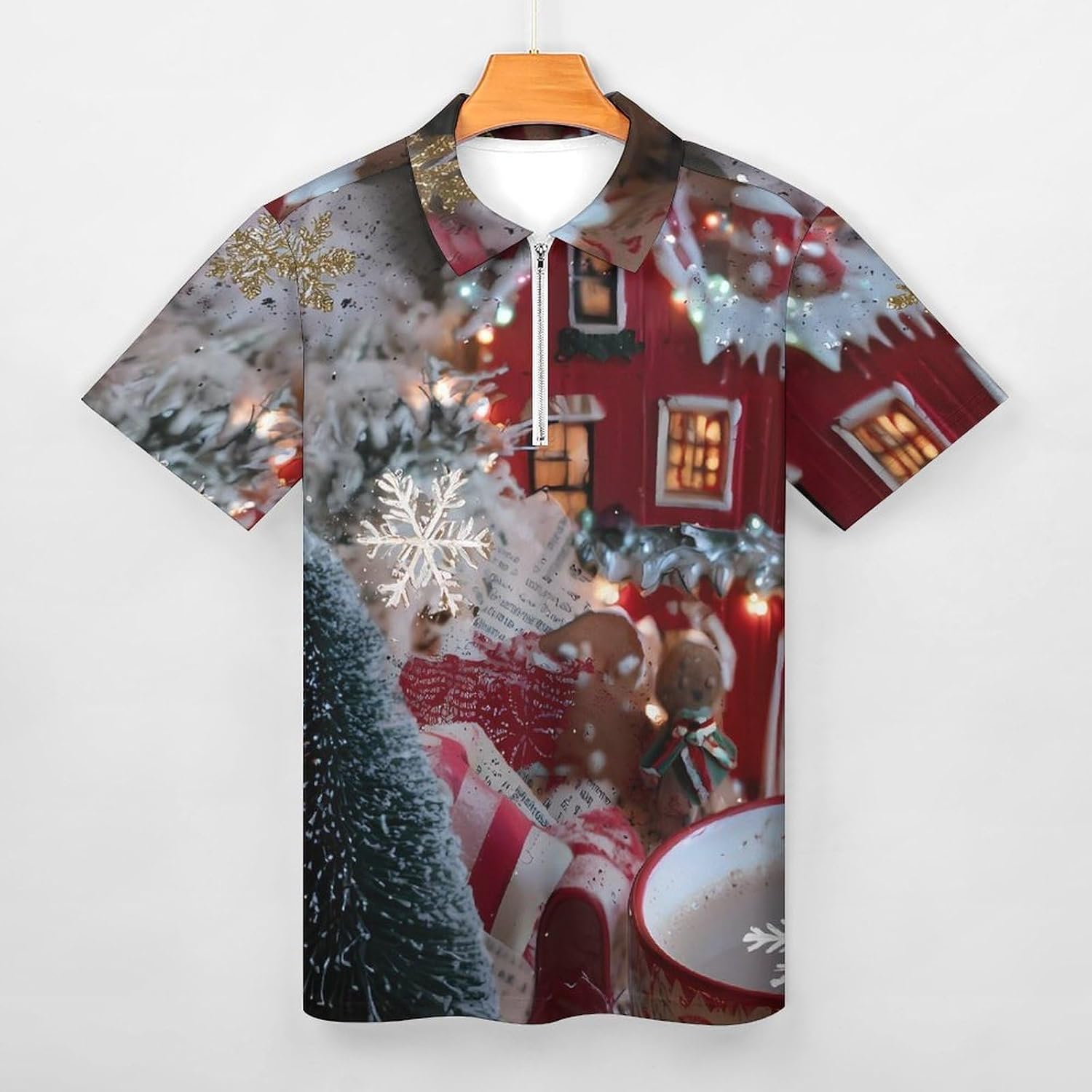 Christmas Hello Winter Polo Shirts for Men Short Sleeve Athletic Golf Tees Tops