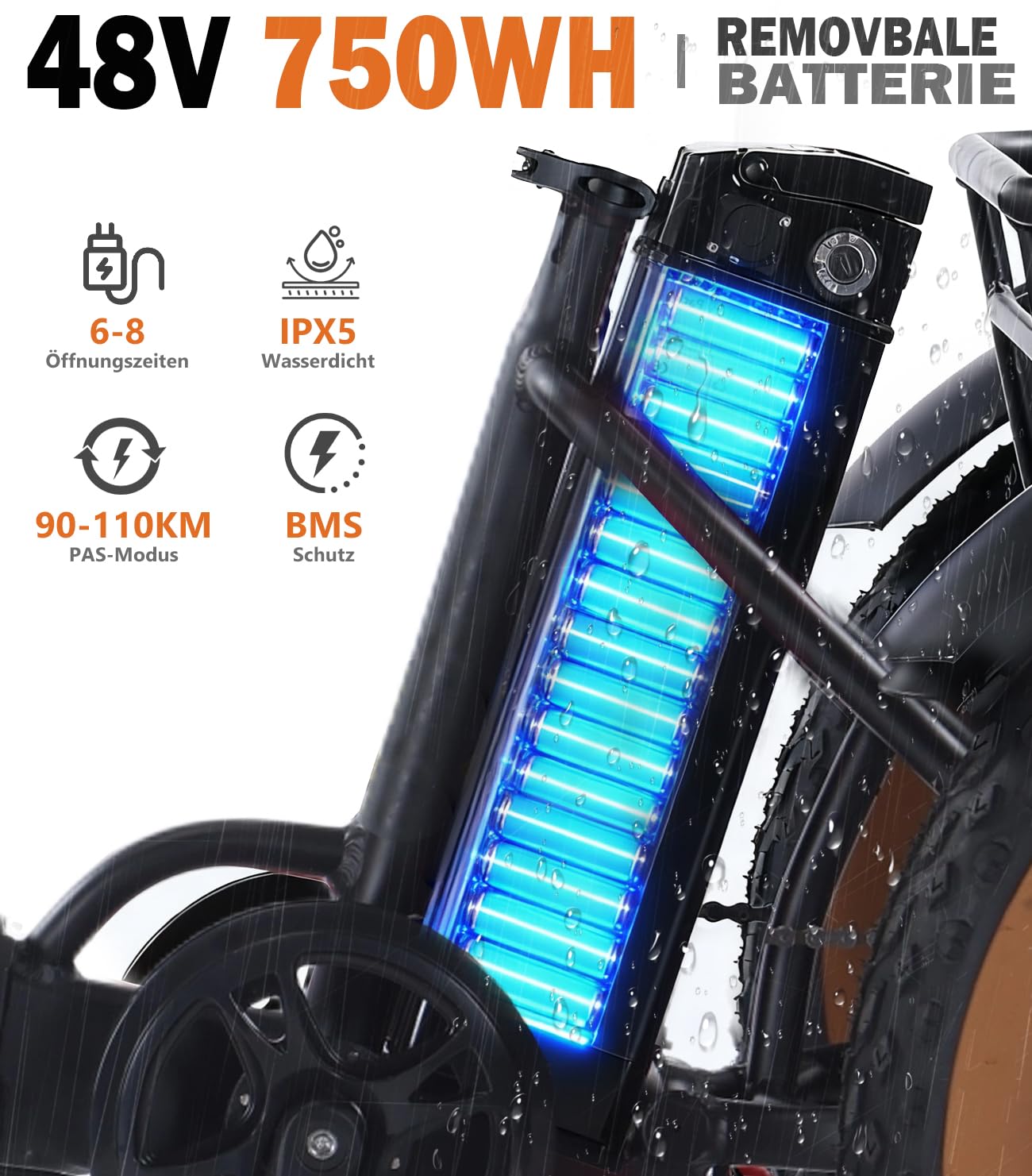 Elektro-Dreirad für Erwachsene, faltbares E-Trike mit 48V 15,6Ah Akku,zu 70-90 km Reichweite, 20×4 Zoll Fat Tires, 7-Gang-Schaltung, Differenzial, Aluminiumrahmen, bis 150 kg