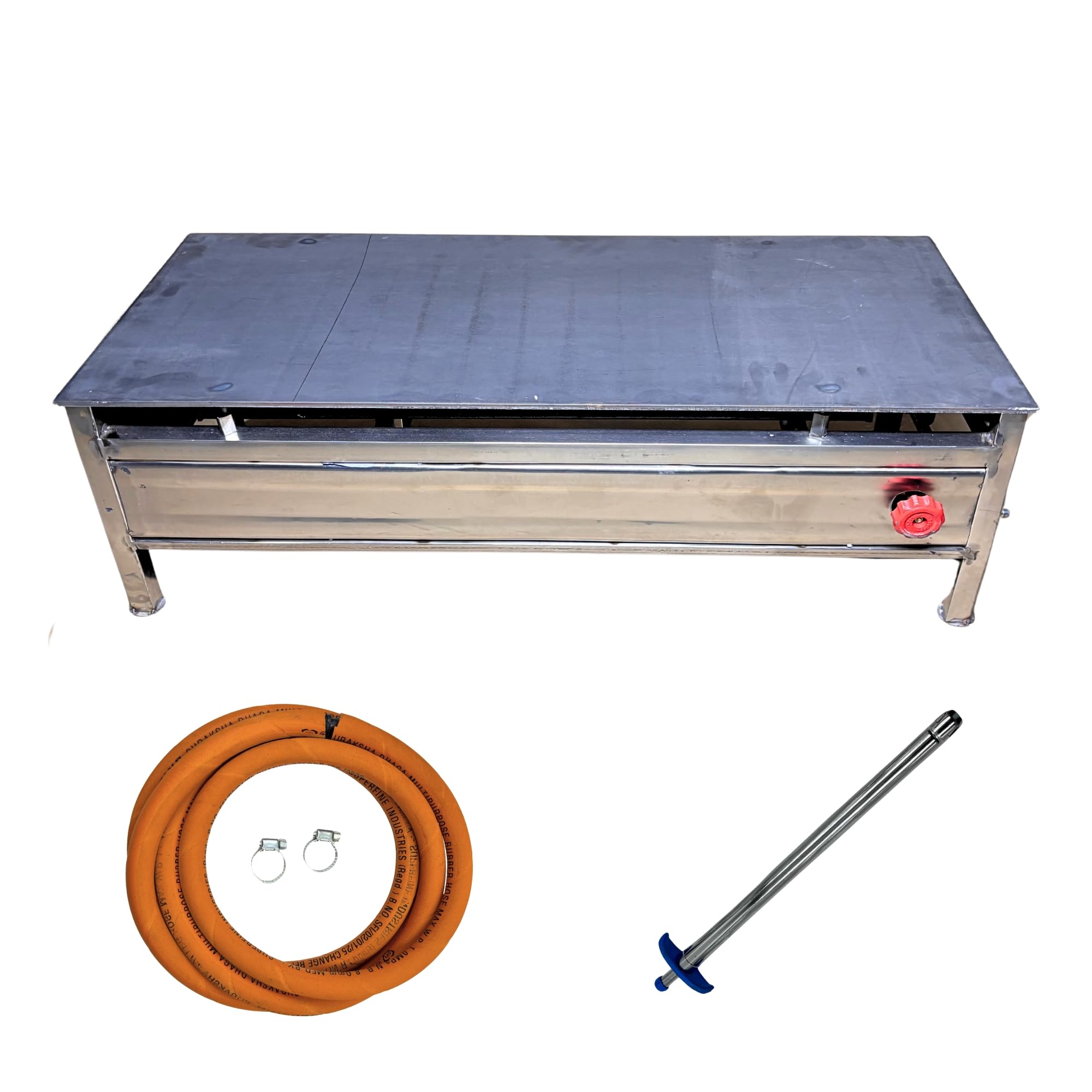 Amaru Stainless Steel Commercial Dosa Bhatti for Hotel & Restaurant Use | Heavy-Duty Dosa Cooking Bhatti with Bullet Burner And Tawa (Size-30Lx15Wx12H Tawa 6mm (Size-36Lx15Wx12H Tawa 6mm)