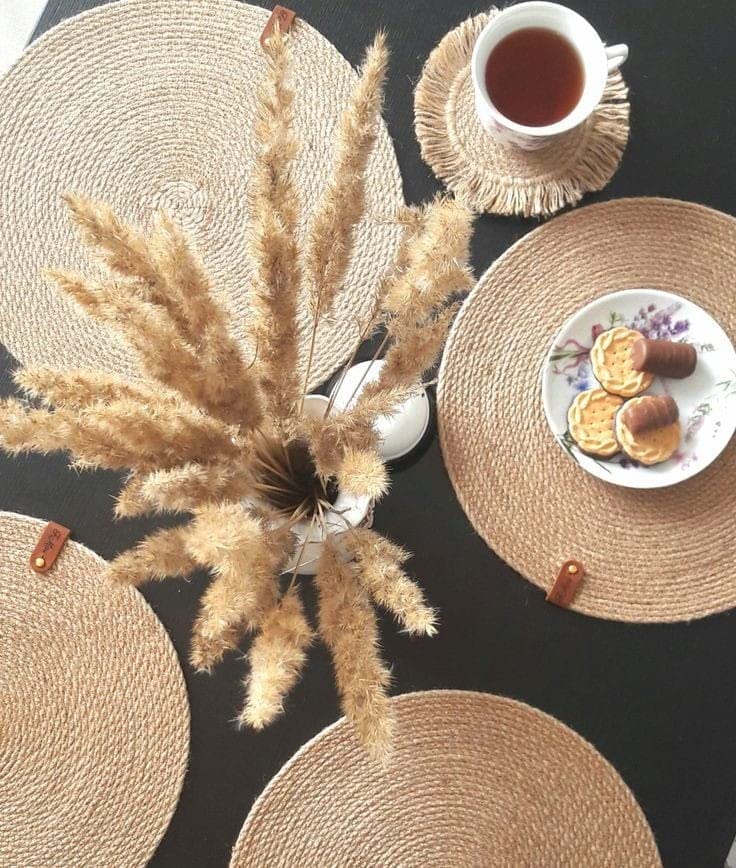 ZAVEZA Eco - Friendly Cotton Rope Heat Resistant Dining Tablemats/Placemats Set of 4 (12 X 12 Inches)