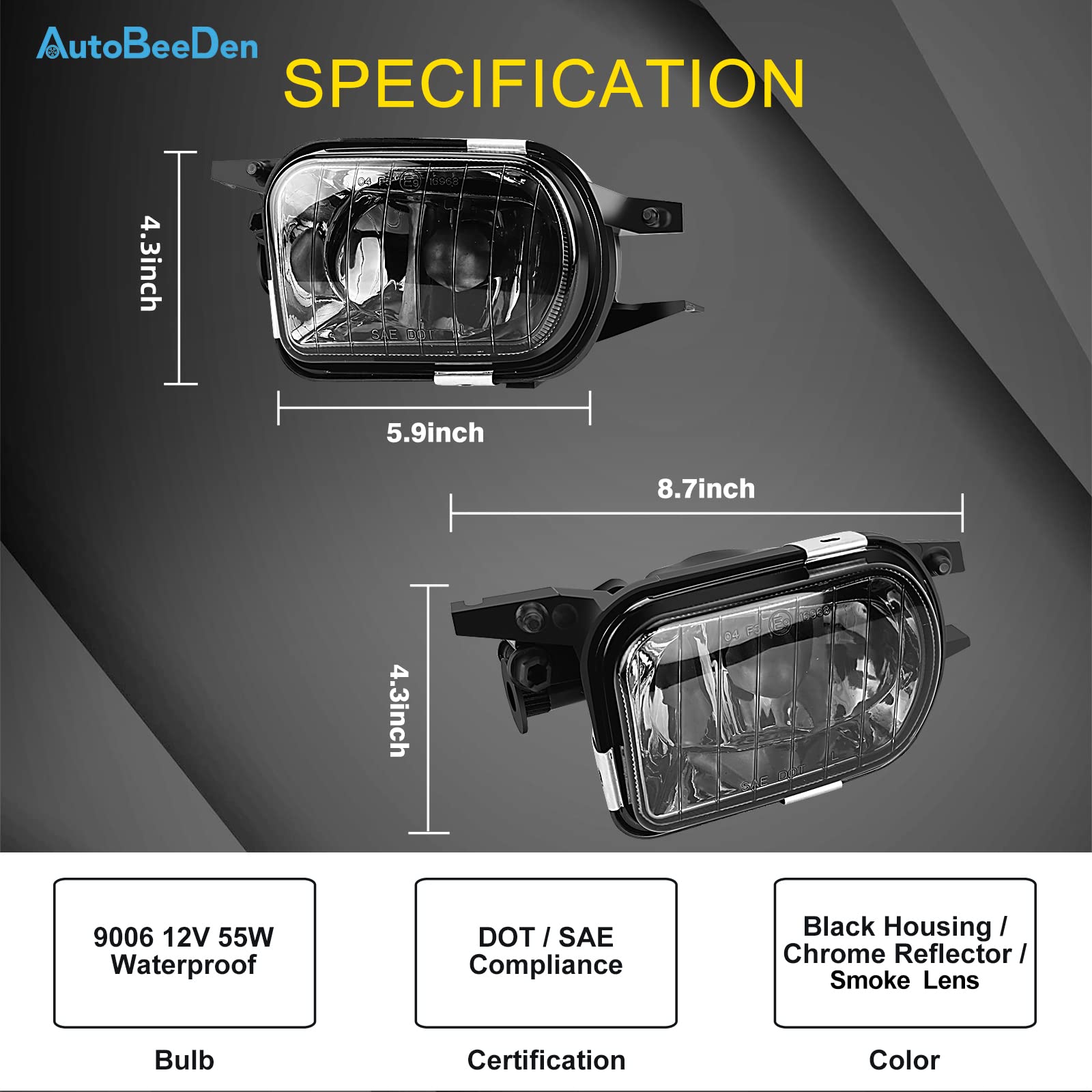 Luces antiniebla compatible con Mercedes Benz W203 S203 CL203 C209 A209 C215 R171, Clase C Sportcoupe CLC CLK S Coupe CL SLK, 05/2000-12/2011, 1 Par (Negro)