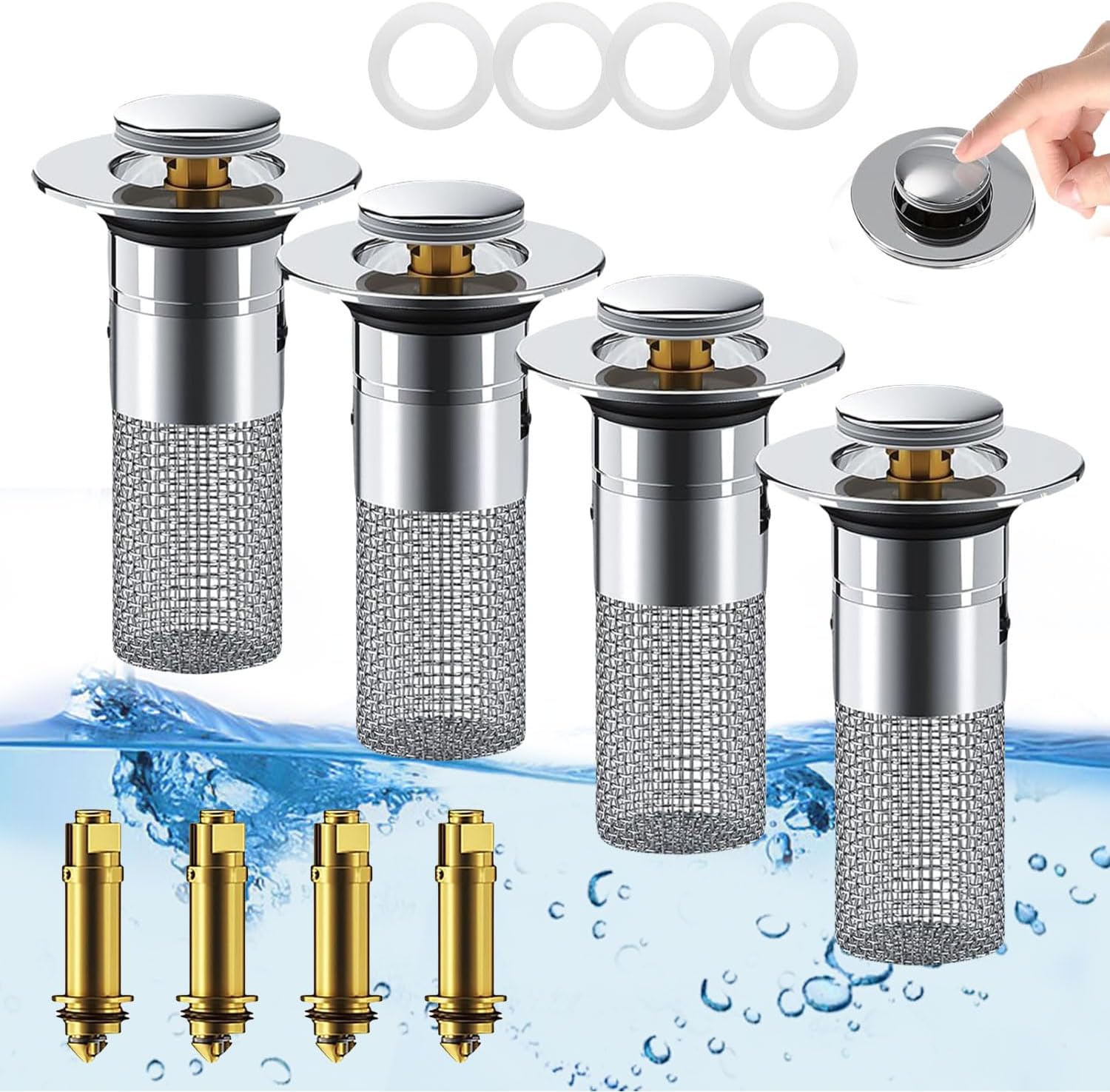 Bathroom Sink Drain Strainer, Pop-up Sink Drain Strainer with Removable ...