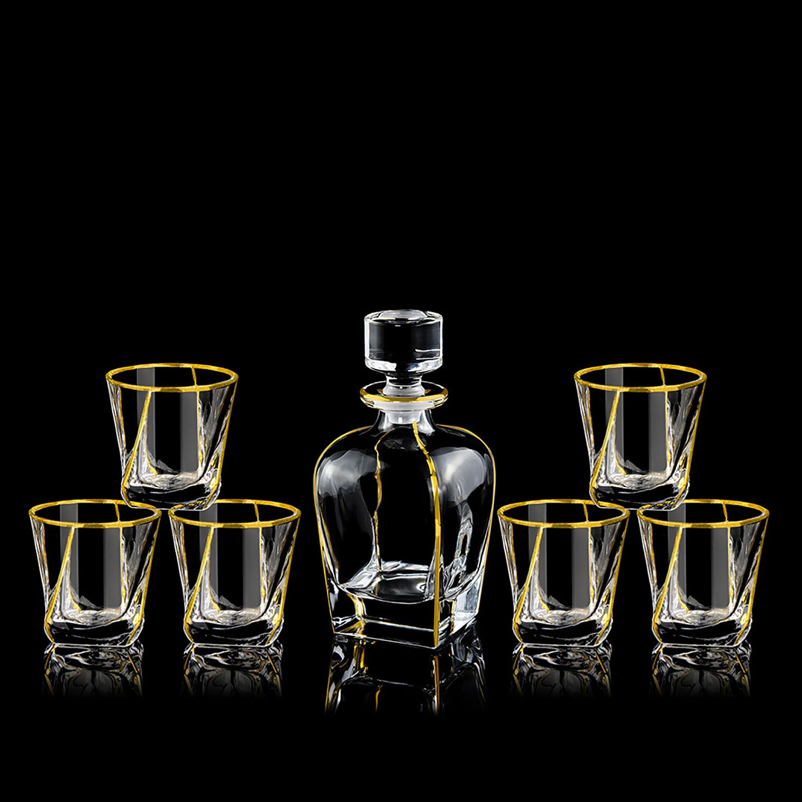 Whiskey Decanter Set (26.7 Oz) with 6 Fashioned Glasses (7.78 Oz), Whiskey Decanter Sets for Men, Bourbon, Cognac, Scotch, Custom Engraved Gifts for Men, Gifts for Men Husband