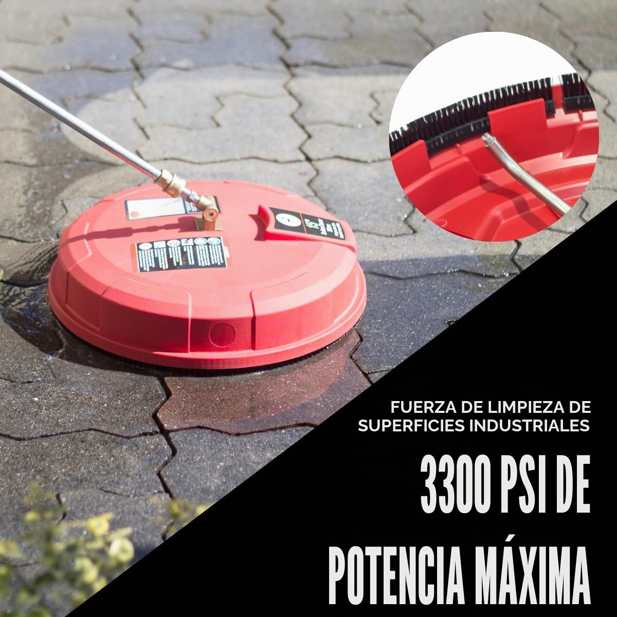 ✦ Limpiador de Superficies a presión ✦ 3300 PSI Estropajo con Dos boquillas giratorias, Conector de Acoplamiento rápido de ¼, Adecuada para Superficies Verticales y horizontales (SB000-PSC02)