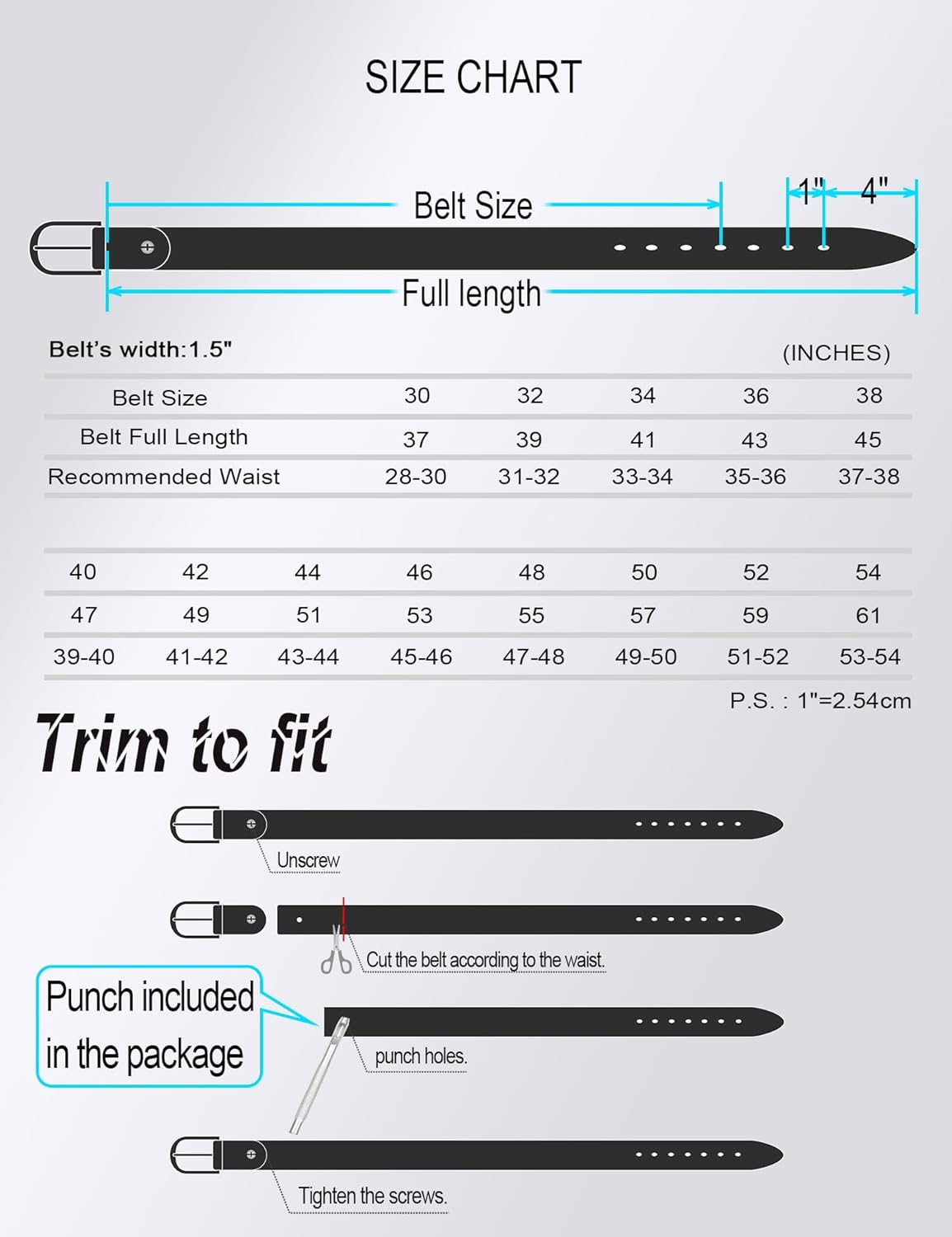 WOLFANT 1.5" Full Grain Leather Belt for Men in Gift Box,100% Italian Real Solid Leather - Image 6