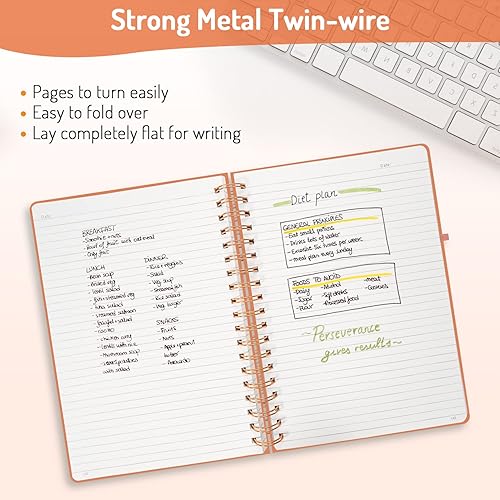 Miniatura 3 de Forvencer - Cuaderno espiral rayado con 300 páginas numeradas, cuaderno grueso B5 rayado para escribir con papel de 100GSM, cuadernos de tapa dura