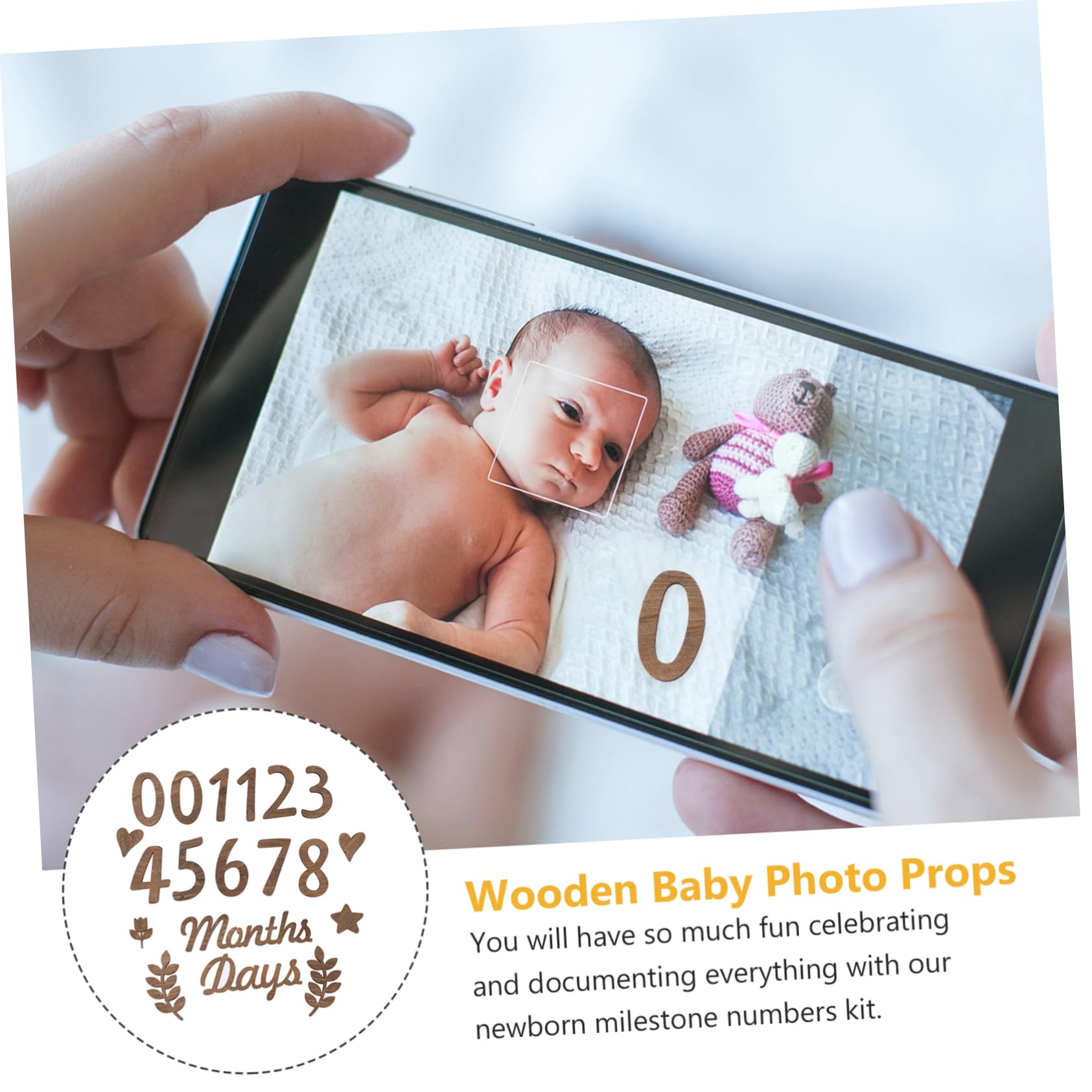 Holz Babyzahlen Geburtsanzeige Requisiten Foto-accessoires für Junge Mädchen Babybausteine aus Holz Babymonatsschild