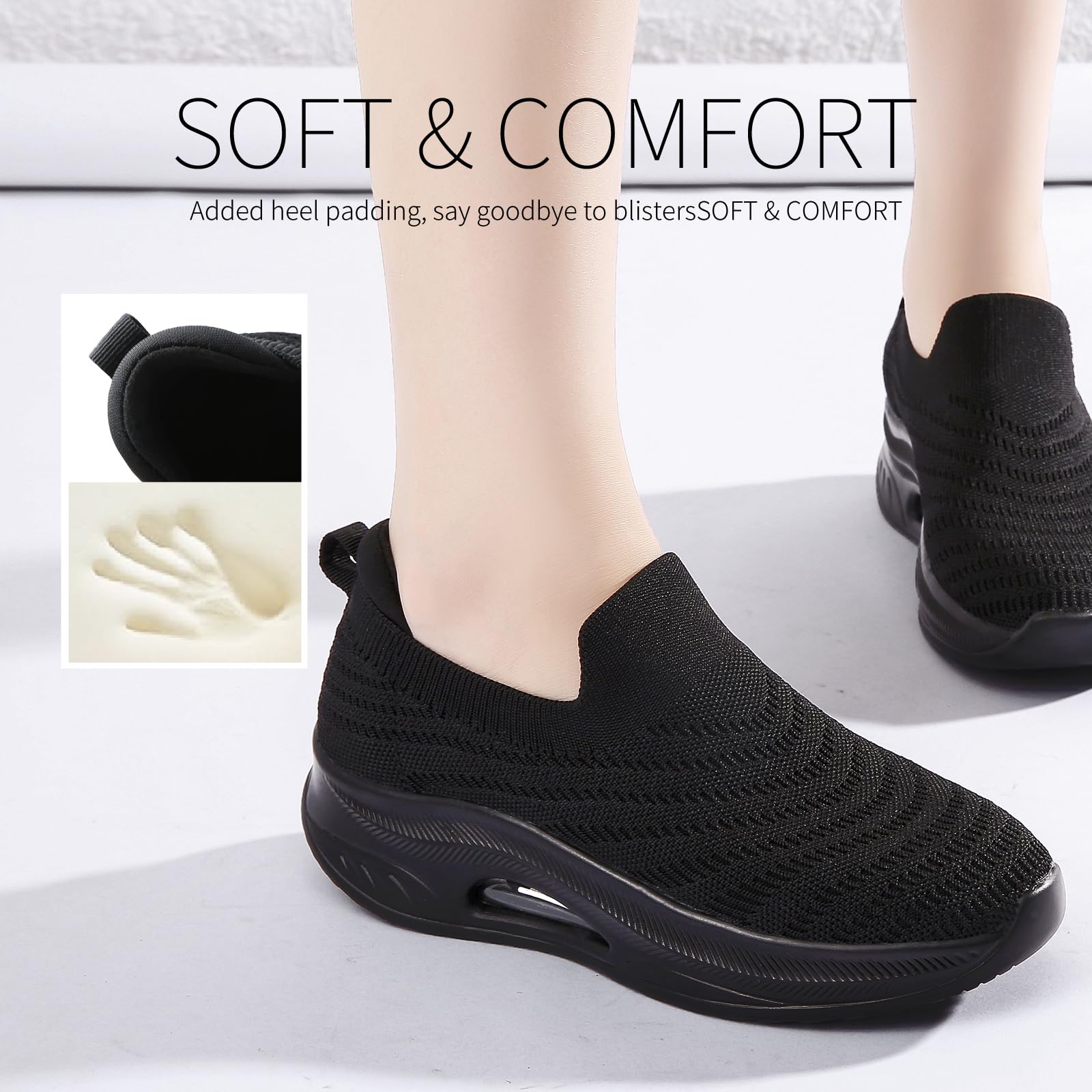 Myztra Baskets Femme Chaussures de Running sans Lacets Slip on Respirantes Légères Sneakers