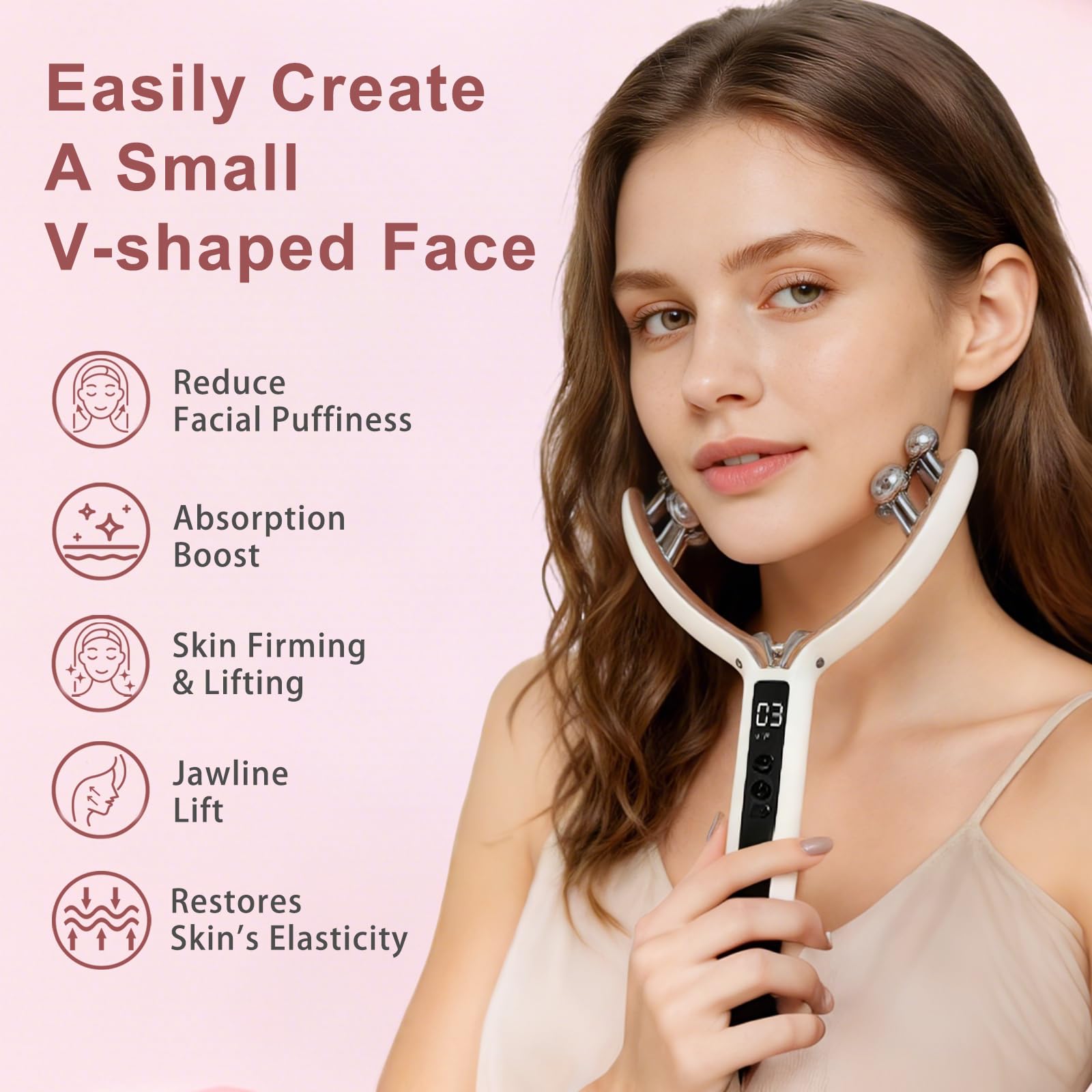 CXGRISE Wireless Facial Massager, 3D Roller Electric Facial Roller, Rechargeable V-Shape Sculpting & Puffiness Relief Tool, Face Roller Lymphatic Drainage for Home & Travel Use (Roller)