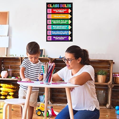 Miniatura 5 de D4DREAM Póster de reglas del aula  11.2 x 16.5 pulgadas, colorido póster educativo para el aula, para aulas, decoración de jardín de infantes,