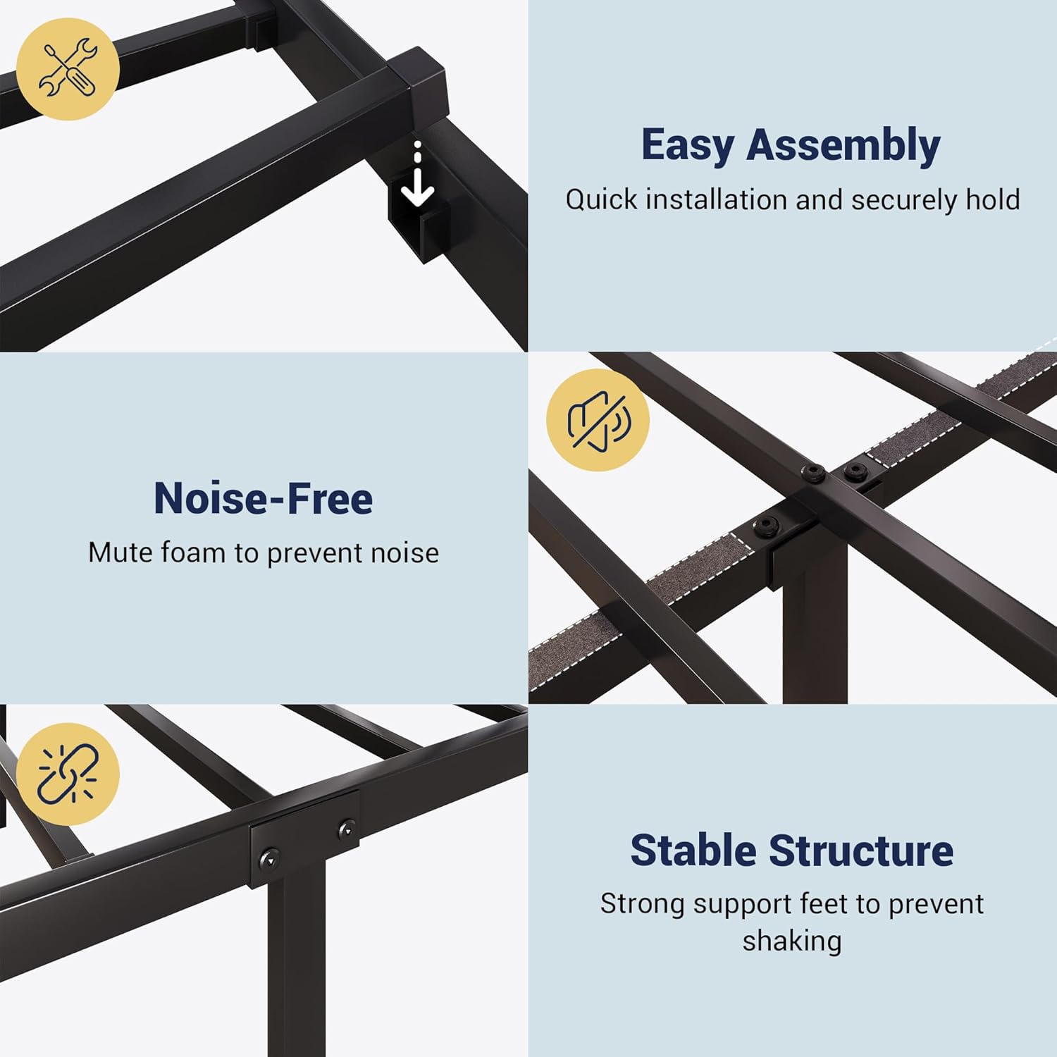 Allewie 14 Inch King Size Metal Platform Bed Frame with Heart-Shaped Headboard and Footboard/Iron-Art Mattress Foundation/Under Bed Storage/No Box Spring Needed/Easy Assembly/Noise-Free/Black
