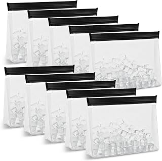 10pcs Reusable Ice Storage Bags 10" × 7.3" Clear Leak Proof Freezer Bag Reusable Ice Storage Bags Durable Ice Cube Storage Container Ices Bags with Secure Zip for Travel Food Whiskey Cocktails
