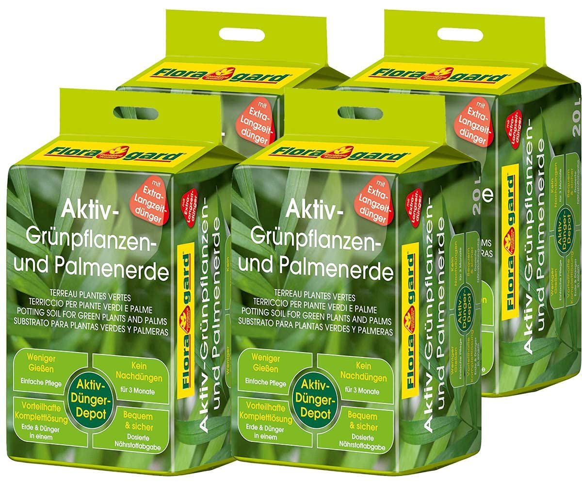 Floragard Aktiv Grünpflanzen & Palmenerde, 80L (4x20L)
