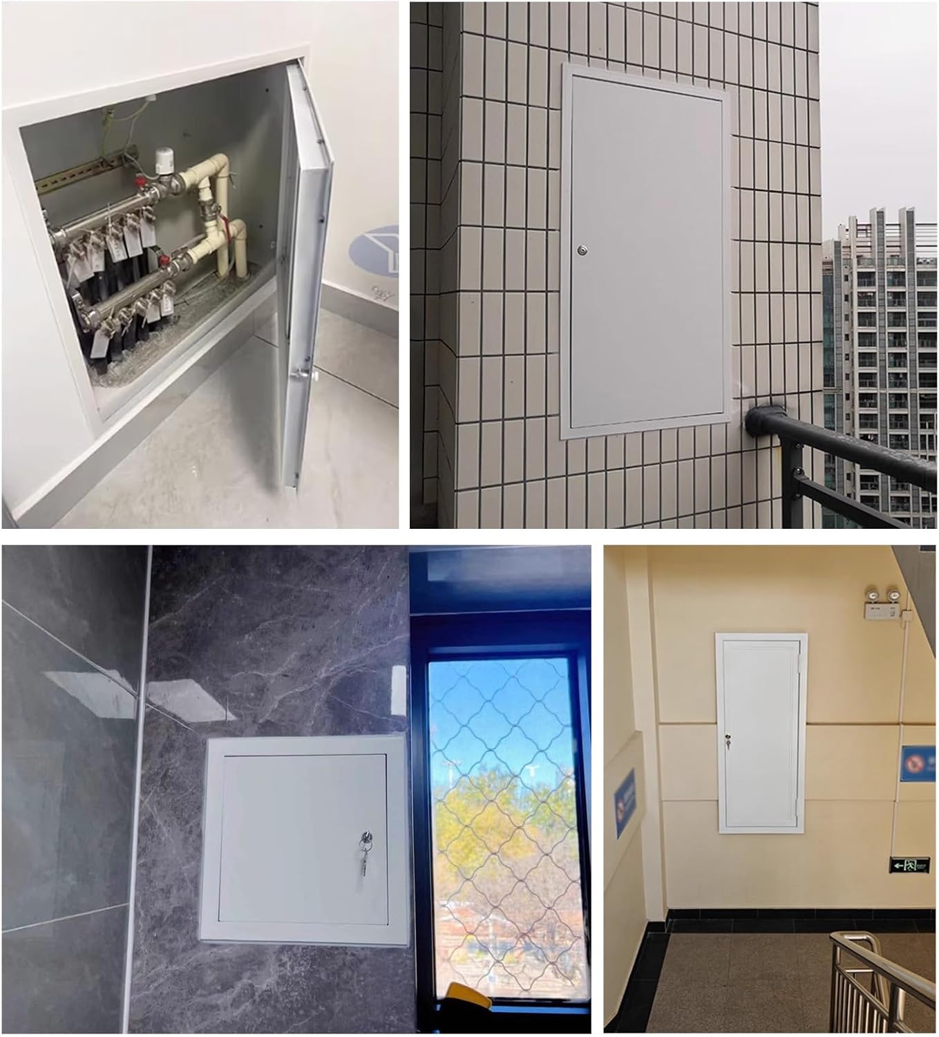 Attic Access Door Panel for Wall Ceiling, Metal White Access Door with Lock & Key, 6 10 12 16 24 32 36 40 44 48 in Inspection Hatch Exterior Interior(26x44in(65x110cm))