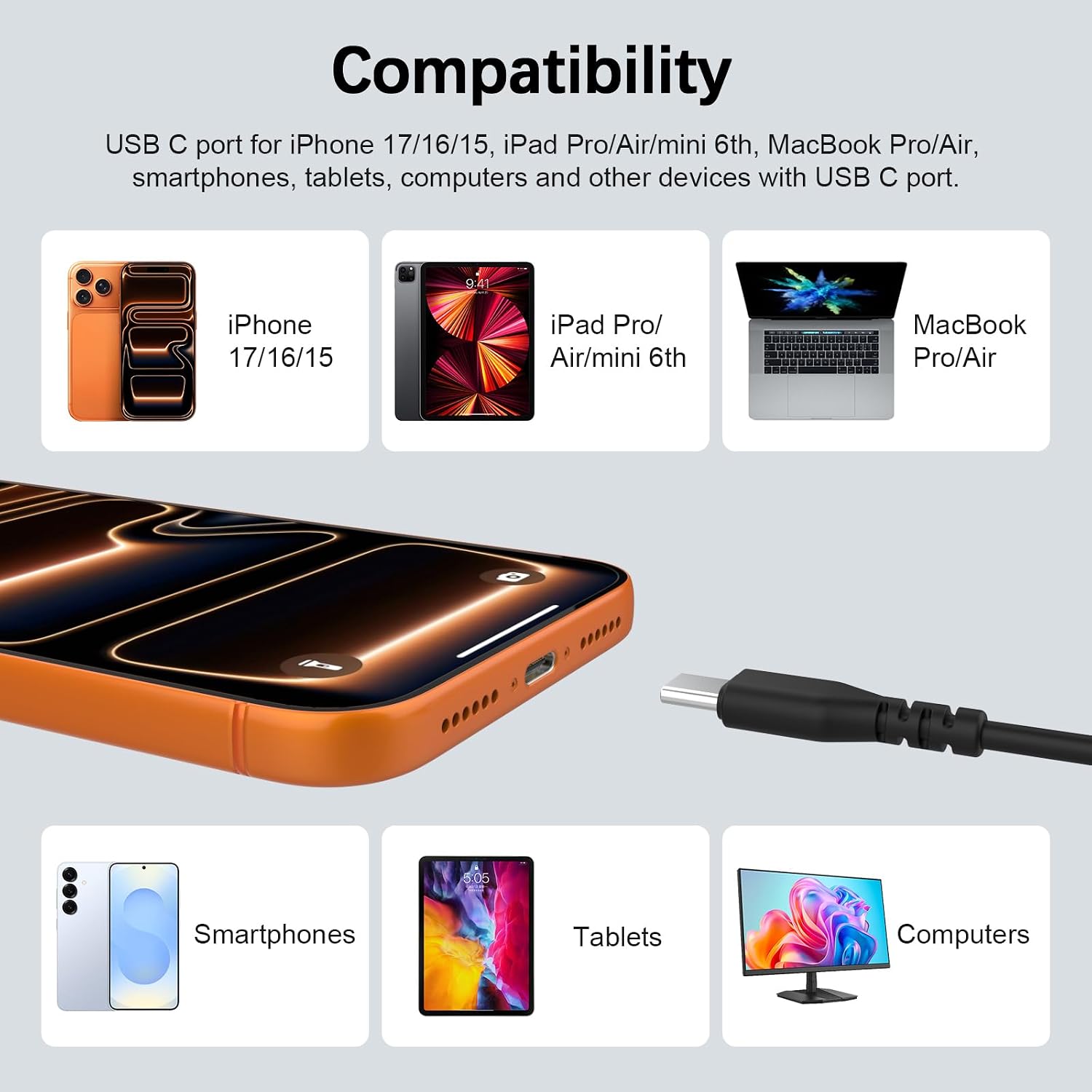 Replacement USB C to 3.5mm Audio Cable Cord Compatible with Marshall Major V/IV/III/II/I, Major 5/4/3/2/1, Monitor II/I, Monitor 2/1 Headphones image 3
