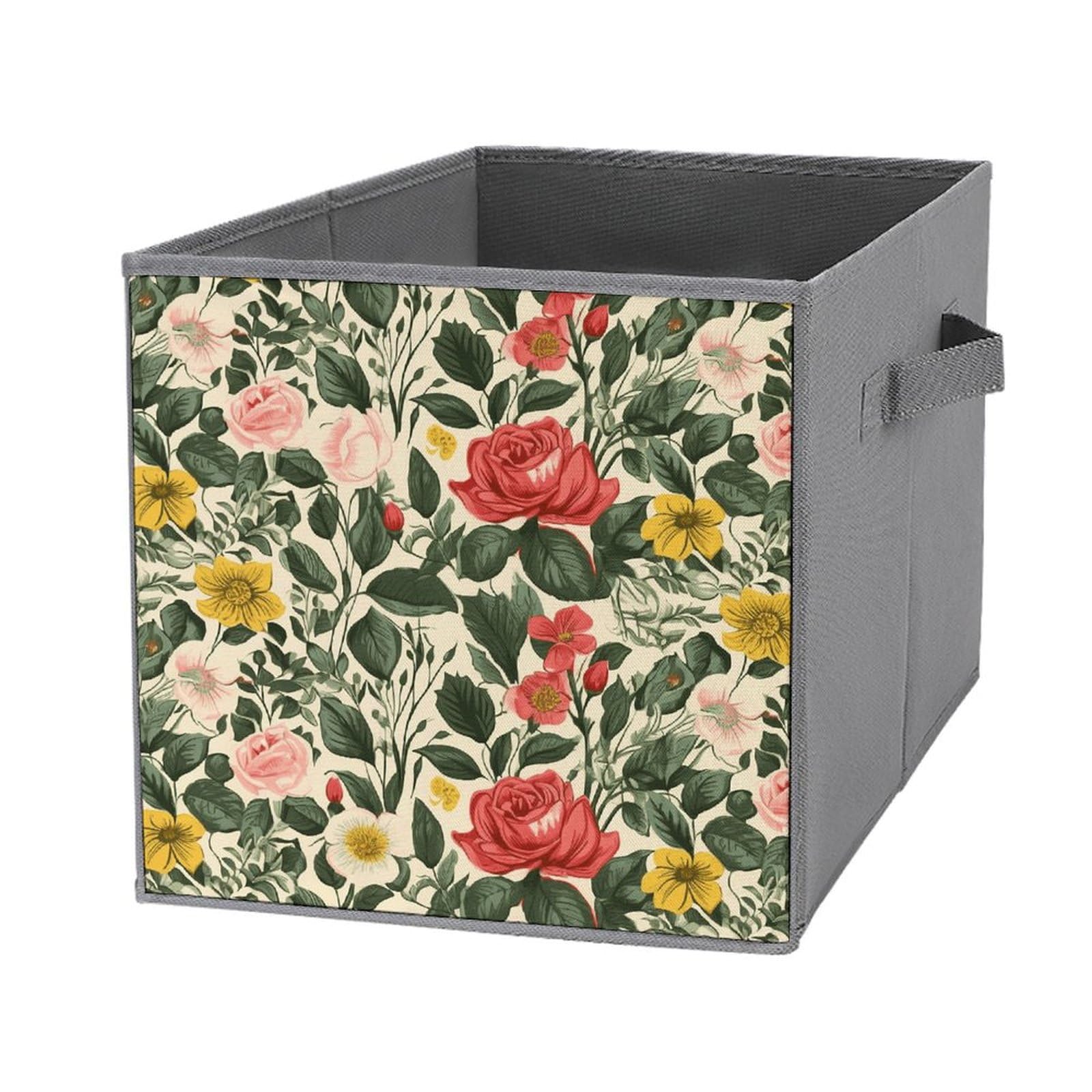 Bacs de rangement vêtements imprimé rose | Tissu qualitatif et poignée robuste