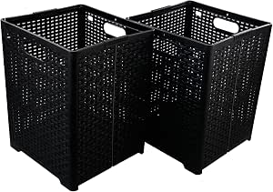 42L Plastic Foldable Laundry Basket (2 Pack)