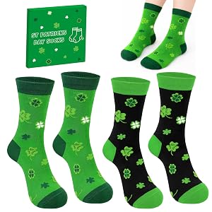 St Patricks Day Socks Gifts for Women Men 2 Pairs Shamrock Irish Socks Green Saint Patricks Day Outfit