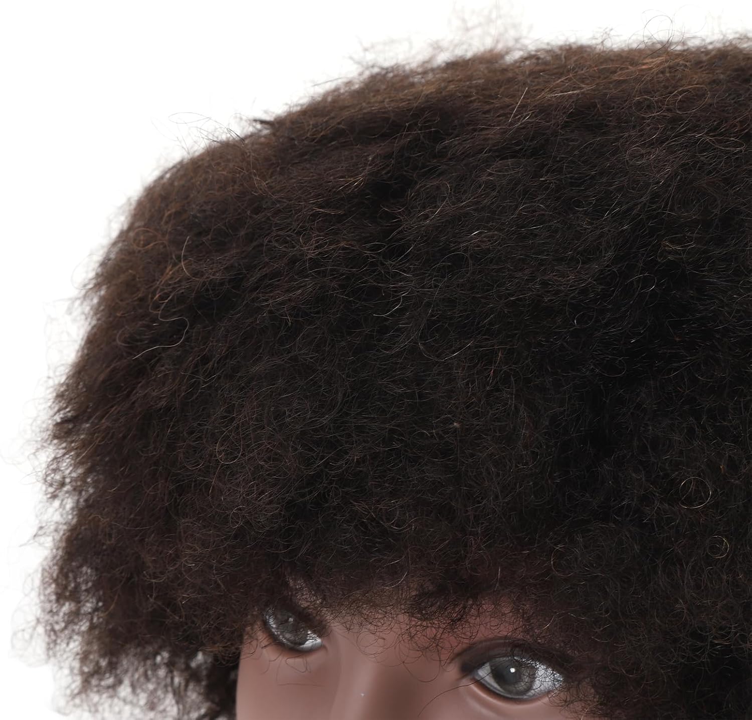 Focket Afro Mannequin Head, Lifelike Scalp Texture Unique Explosion Hairstyle Curly Hair Mannequin Head African with Mesh Cap for Braiding Styling Training Perming