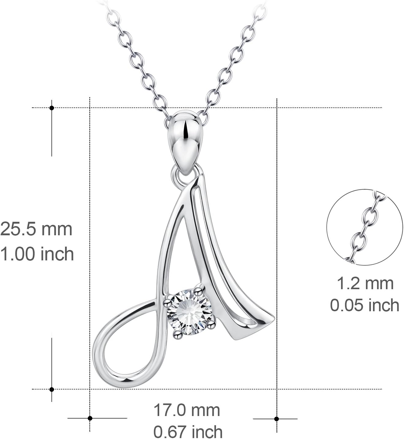 YFN Initial Necklace Sterling Silver Letters 26 Alphabet Pendant Necklace Jewelry - Image 3