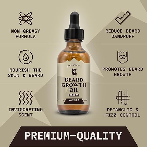 Vista 30 de Striking Viking Aceite para barba con biotina para hombres, 2 onzas líquidas, 1 paquete, sándalo, aceite espesante y acondicionador para el Sándalo