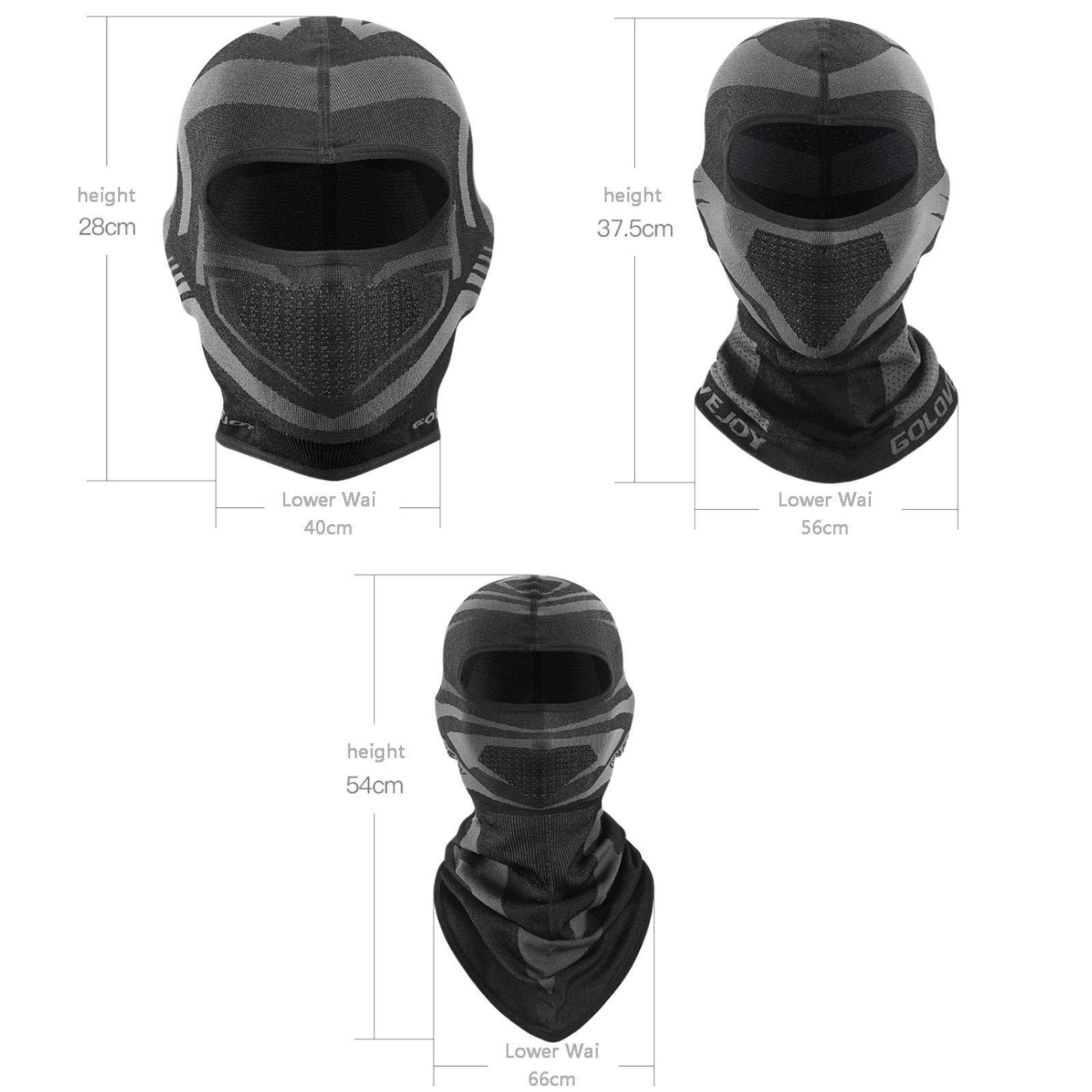 NANANA Balaclava Imperméable Résistant à la Pluie Masque Détachable Bonnet Cagoule d'alpinisme Ski Vélo Moto pour Temps Froid Ski Outdoor Moto Montagne Camping Randonnée Hiver,Long,L