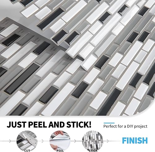 Miniatura 8 de Set de 6 vinilos autoadhesivos Art3d protectores contra salpicaduras para pared de cocina