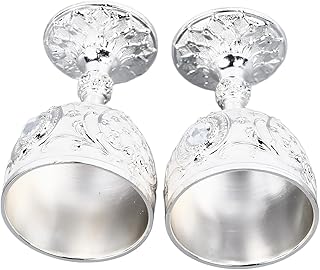 Vintage Chalice Goblet, 2Pcs Zinc Alloy Embossed Wine Cup Retro Wine Glasses Decoration Wine Goblet for Home Restaurant Cafes Bars Party Wedding (Silver White)