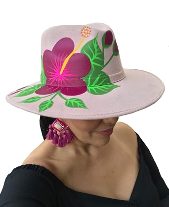 Hand-Painted Suede Fedora Hat S-4099 