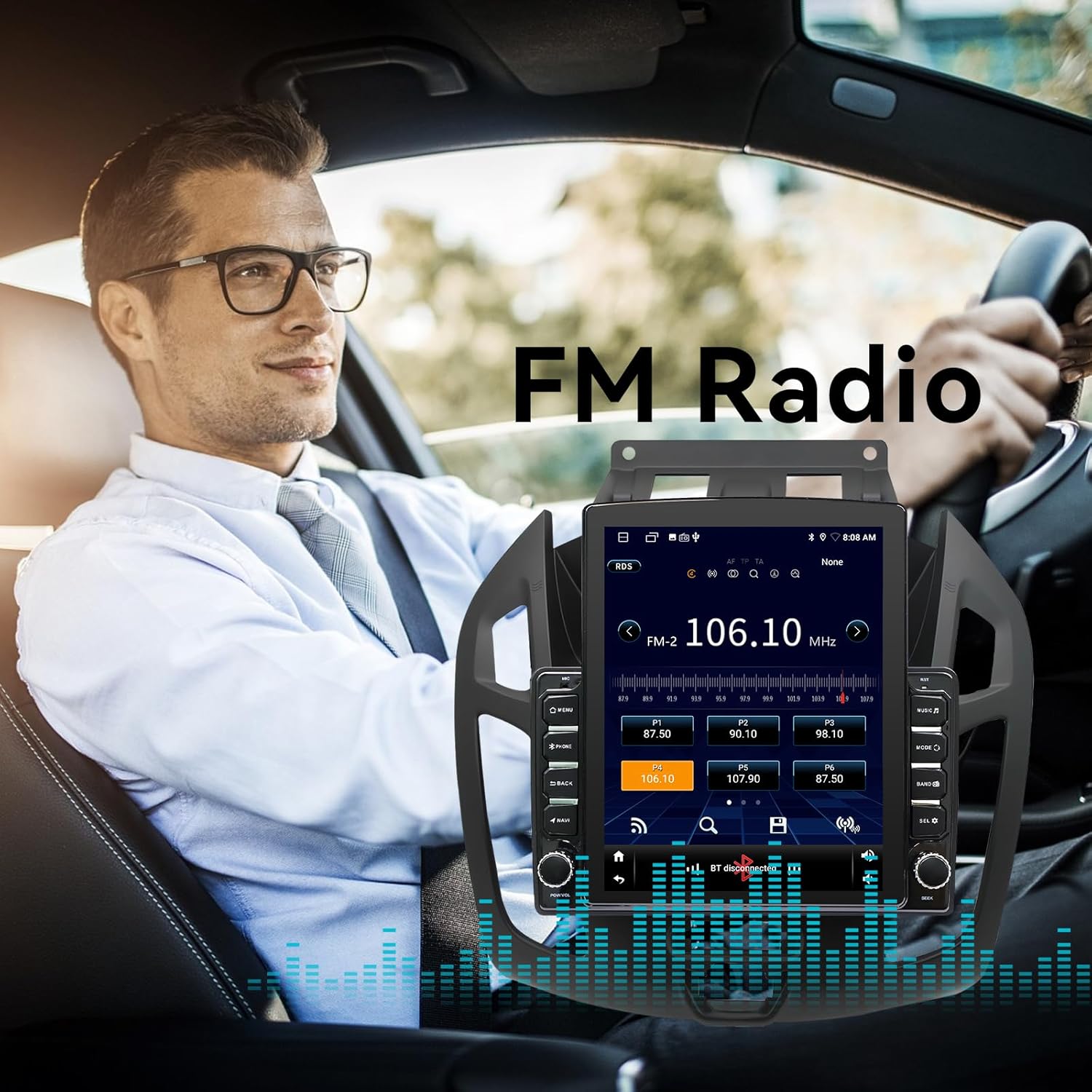 Android 14 Car Radio Compatible with Ford Transit Connect 2014-2018,Touchscreen Car Stereo with Wireless Carplay Android Auto,FM,Multimedia Receiver with GPS Bluetooth ＆ Backup Camera(9.7Inch