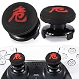 Playrealm FPS Thumbstick Extender & Printing Rubber Silicone Grip Cover 2 Sets for PS5 Dualsenese & PS4 Controller (Danger of Kanji)