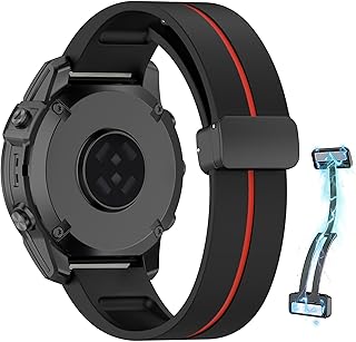 سوار ساعة سيليكون بإبزيم مغناطيس 22 ملم من دلع موبايلك لساعة جالاكسي 3 45 / 46 جير S3 هواوي GT3 GT2E وGT2 برو GT GT2 ماجيك 2 امازفيت GTR 4 أسود وأحمر للبالغين الجنسين