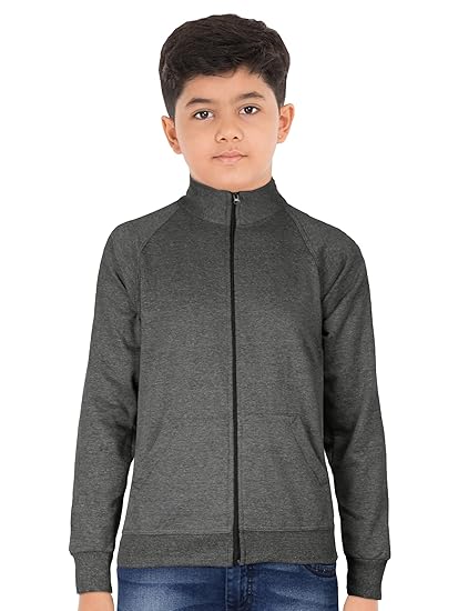 DeeNA UNIFORMS Dark Grey Fleece Boys Jacket without Hoodie