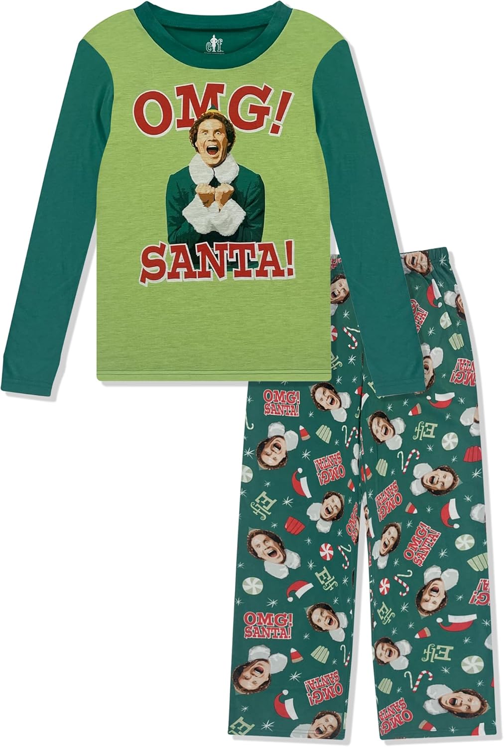 Matching Christmas Elf Pajamas for Family - Adult & Kids 2-Piece PJs Set, Official Buddy The Elf Product - Image 3