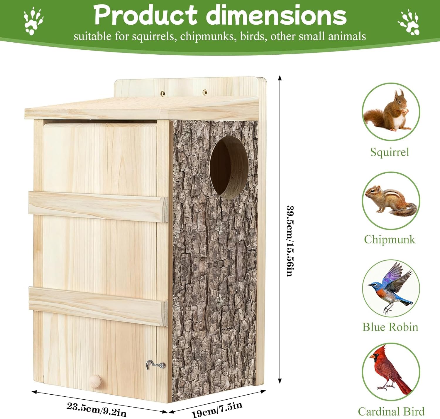 Squirrel Houses for Outside Wooden Bird House Large Squirrel Nesting Box with Natural Coconut Fiber for Squirrels Chipmunks Wildlife
