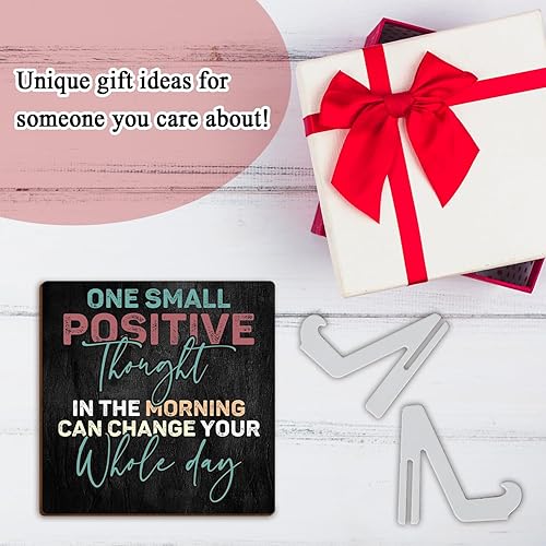 Miniatura 3 de Letrero negro con citas positivas, placa de decoración de escritorio con soporte de madera, decoración rústica de mesa para oficina en casa, placa