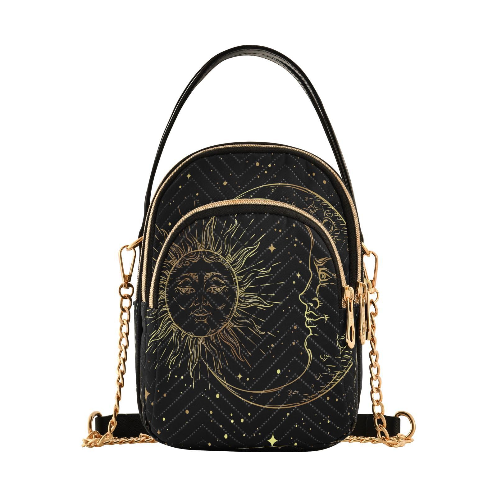 Crossbody Bags Crossbody Purse Chest Bag Golden Sun Moon Stars Boho for Women Trendy