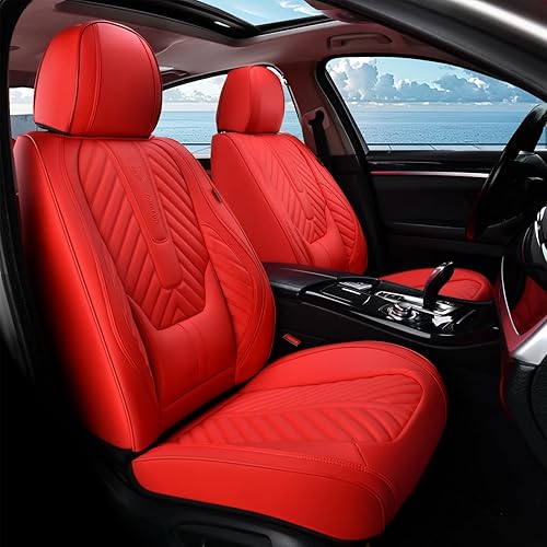 Miniatura 2 de Coverado Fundas de asiento de automóvil, juego completo de fundas de asiento de cuero sintético, fundas protectoras de asiento de lujo, ajuste