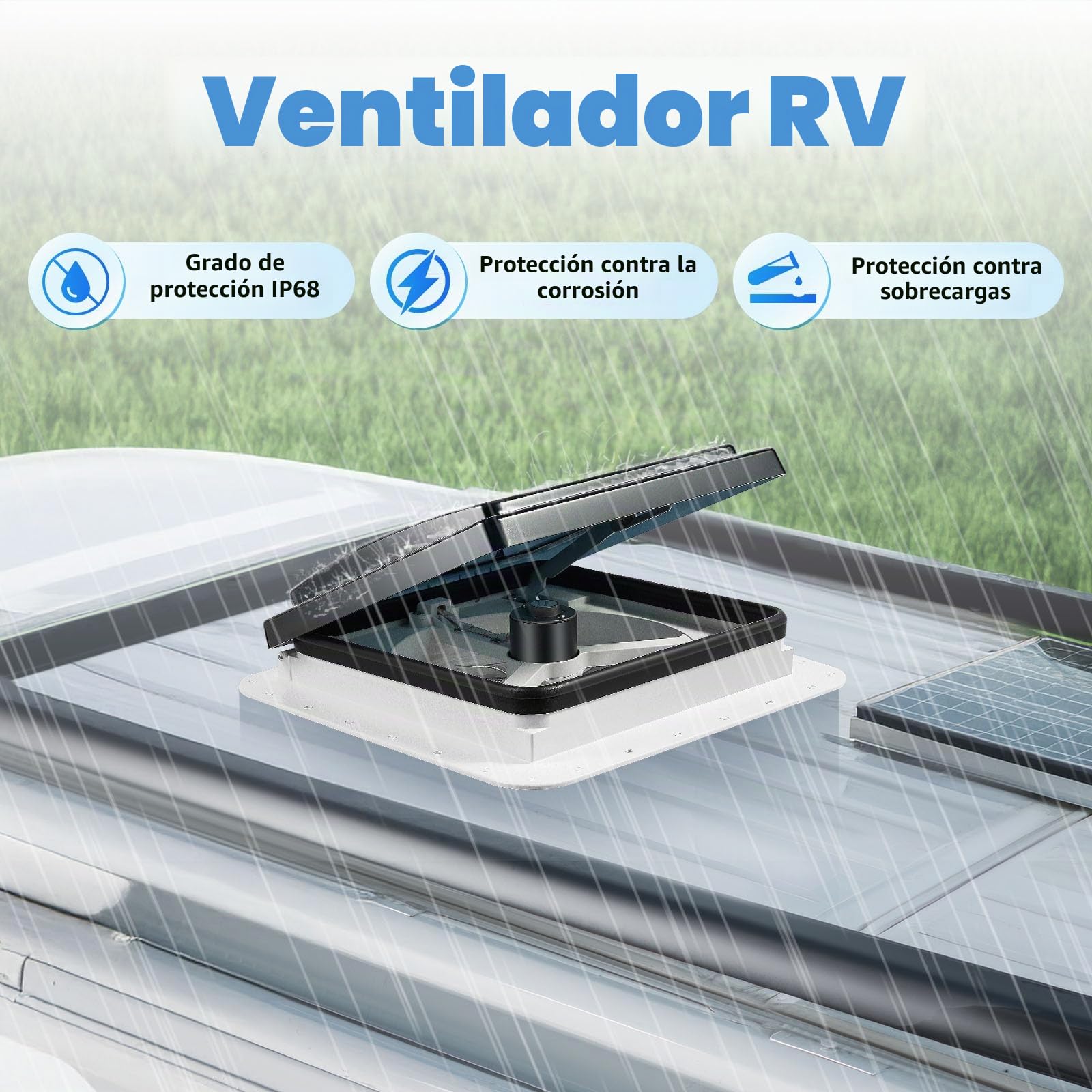 Claraboya para caravana autocaravana con ventana de techo insonorizada, ventilador silencioso con LED de 30W, ventilación de techo con ventilador de tragaluz, ventilador reversible silencioso