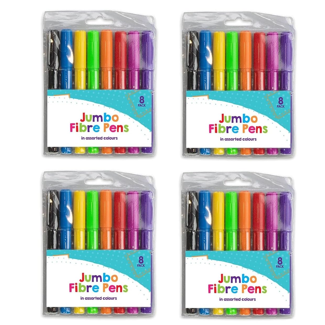 BANDIDOS Pack 32 Chunky Jumbo Fibre Pens - Thick Easy Grip Colourful Art Craft School Kids Felt Tip Markers - Image 2
