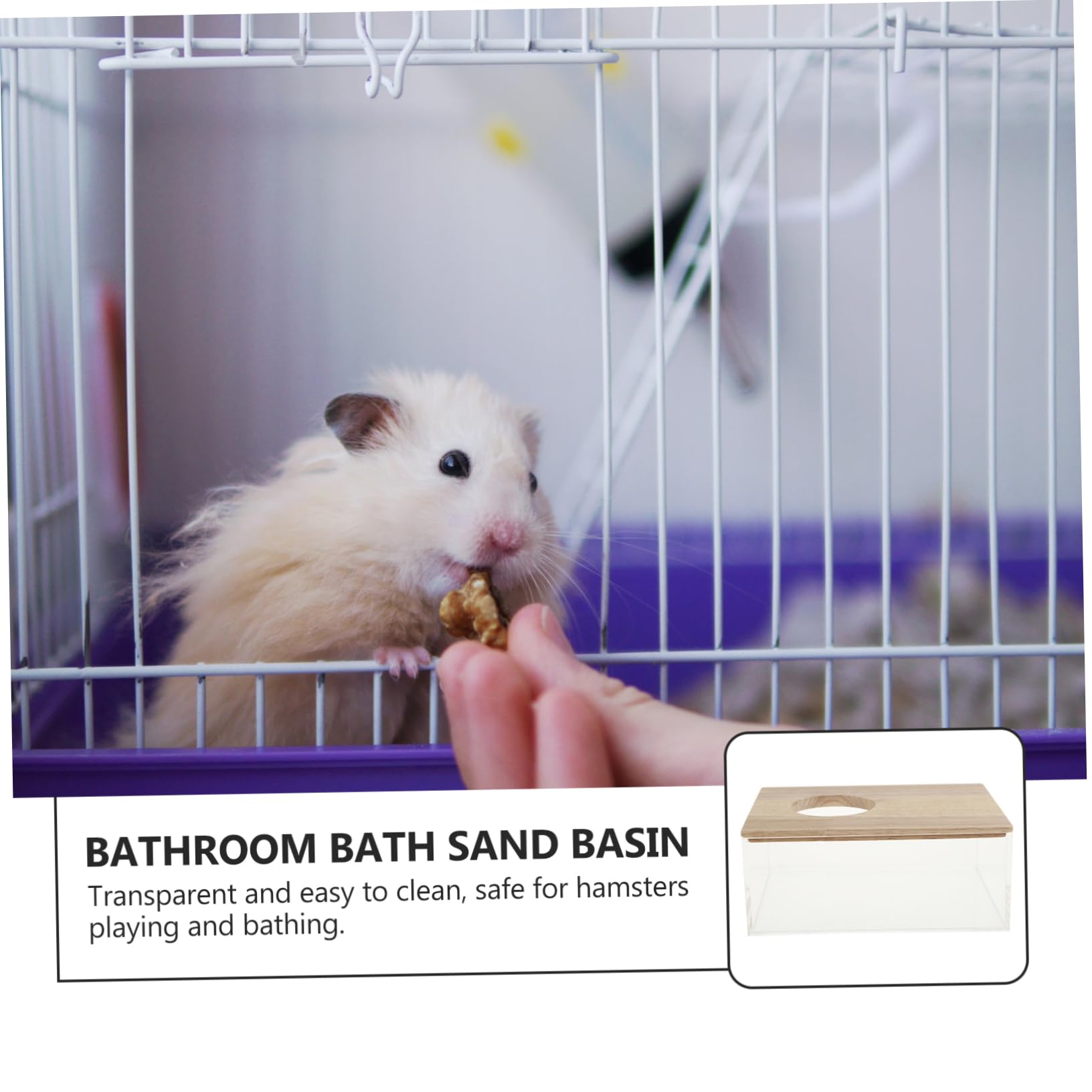 TOYANDONA Transparente aus Acryl und Holz mit Glatter Oberfläche und Leichtem Design Hamsterbadewanne für Kleintiere im Heimtierladen und Zuhause