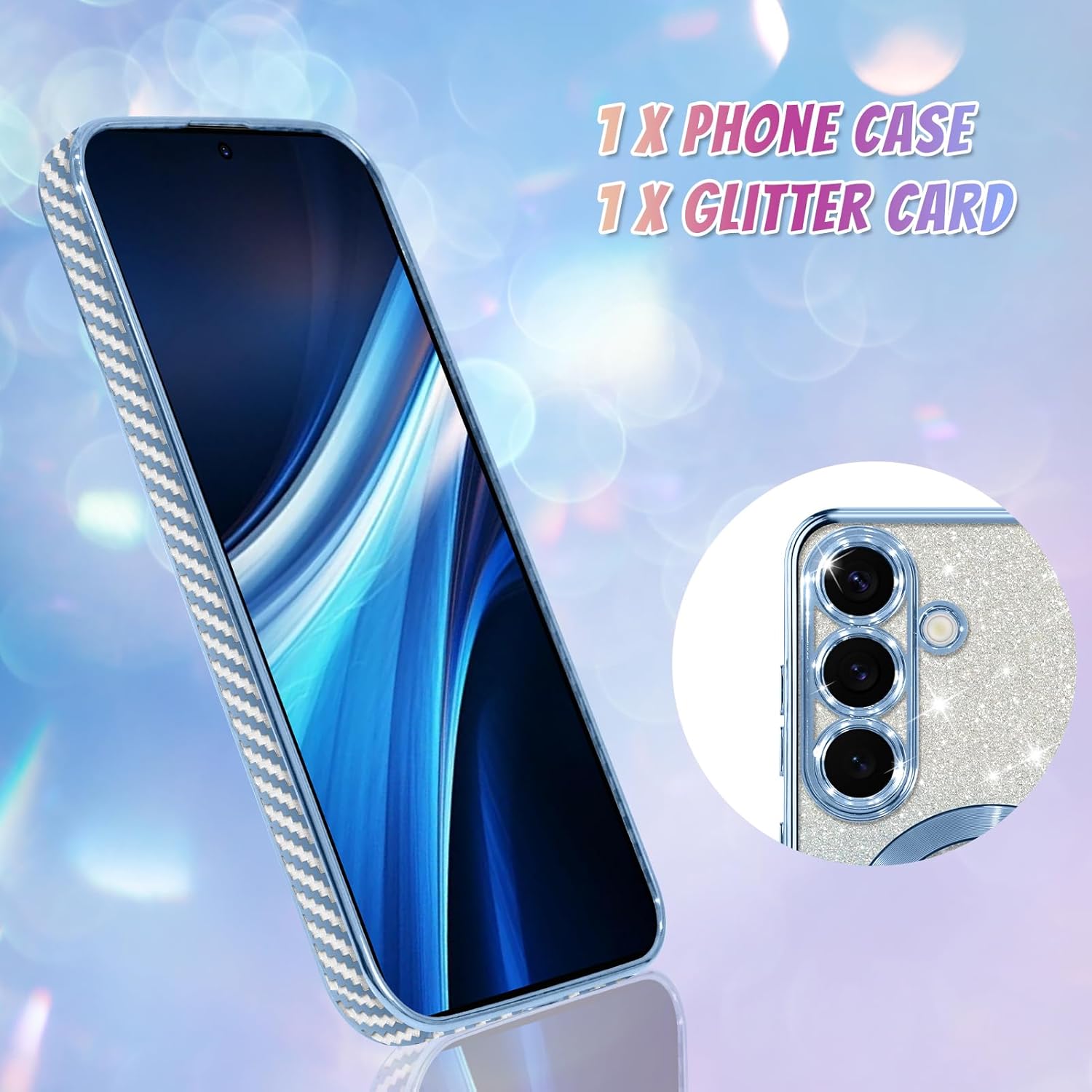 bonoma compatible with samsung galaxy s25 case support for magsafe, plating heart glitter magnetic case tpu camera protection back cover for phone case -blue samsung galaxy s25 blue