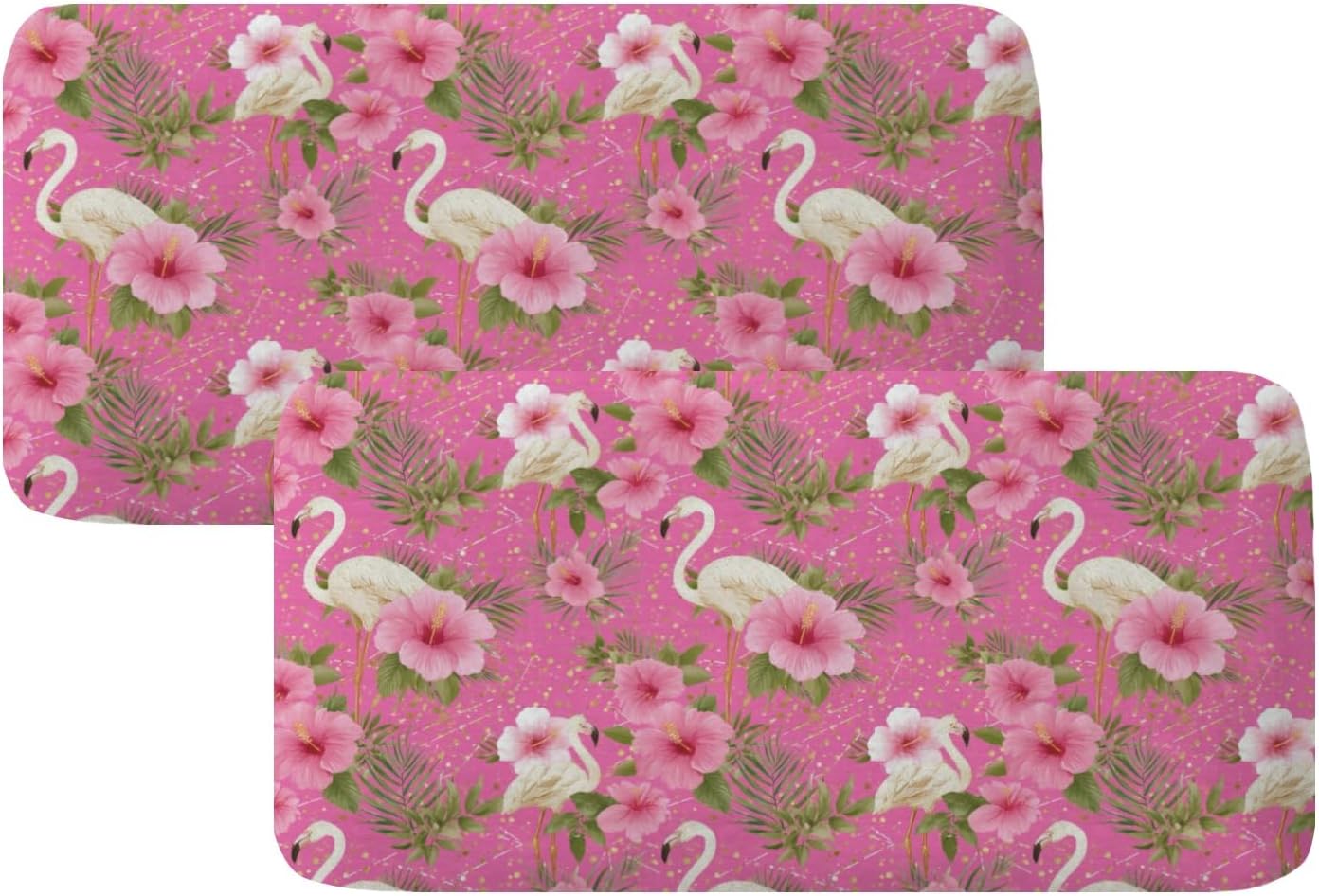 Flamingo Hibiscus Bloom Loveseat Covers Couch Covers for 2 Cushion Couch, 2-Piece Stretch Sofa Slipcovers Anti-Slip Washable Furniture Protectors for Dogs Pets