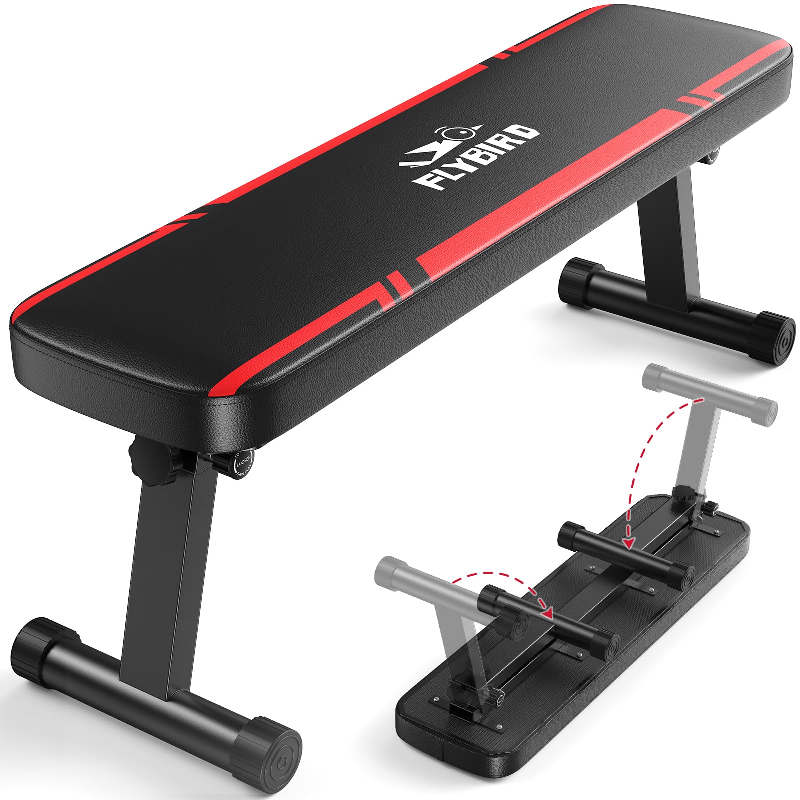 Flat Bench, Foldable Flat Weight Bench Easy Assembly for Strength Training Bench Press, 600/1000 LBS 2 Versions