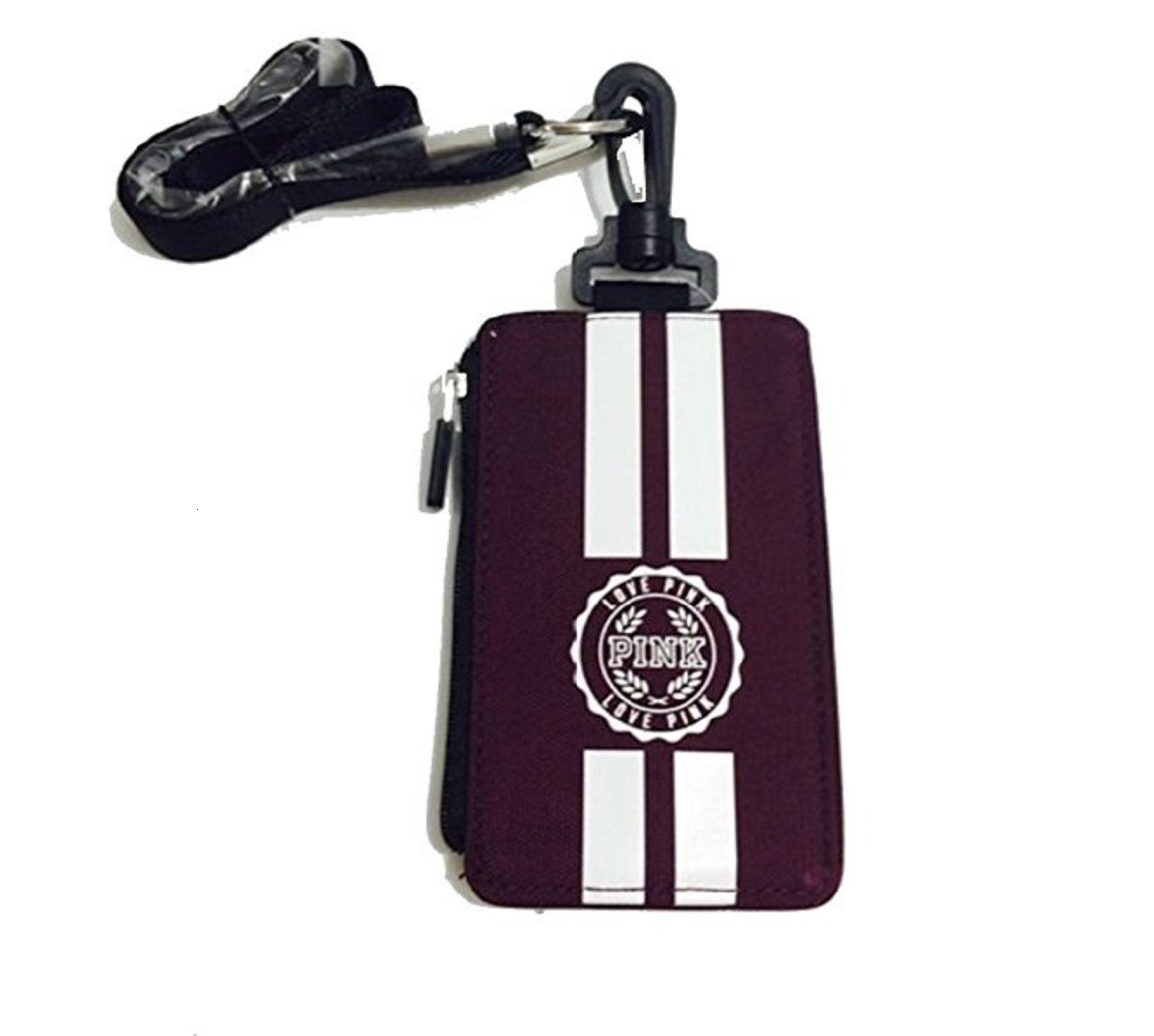 Victoria's Secret Lanyard ID Holder Zipped Wallet case Black orchid