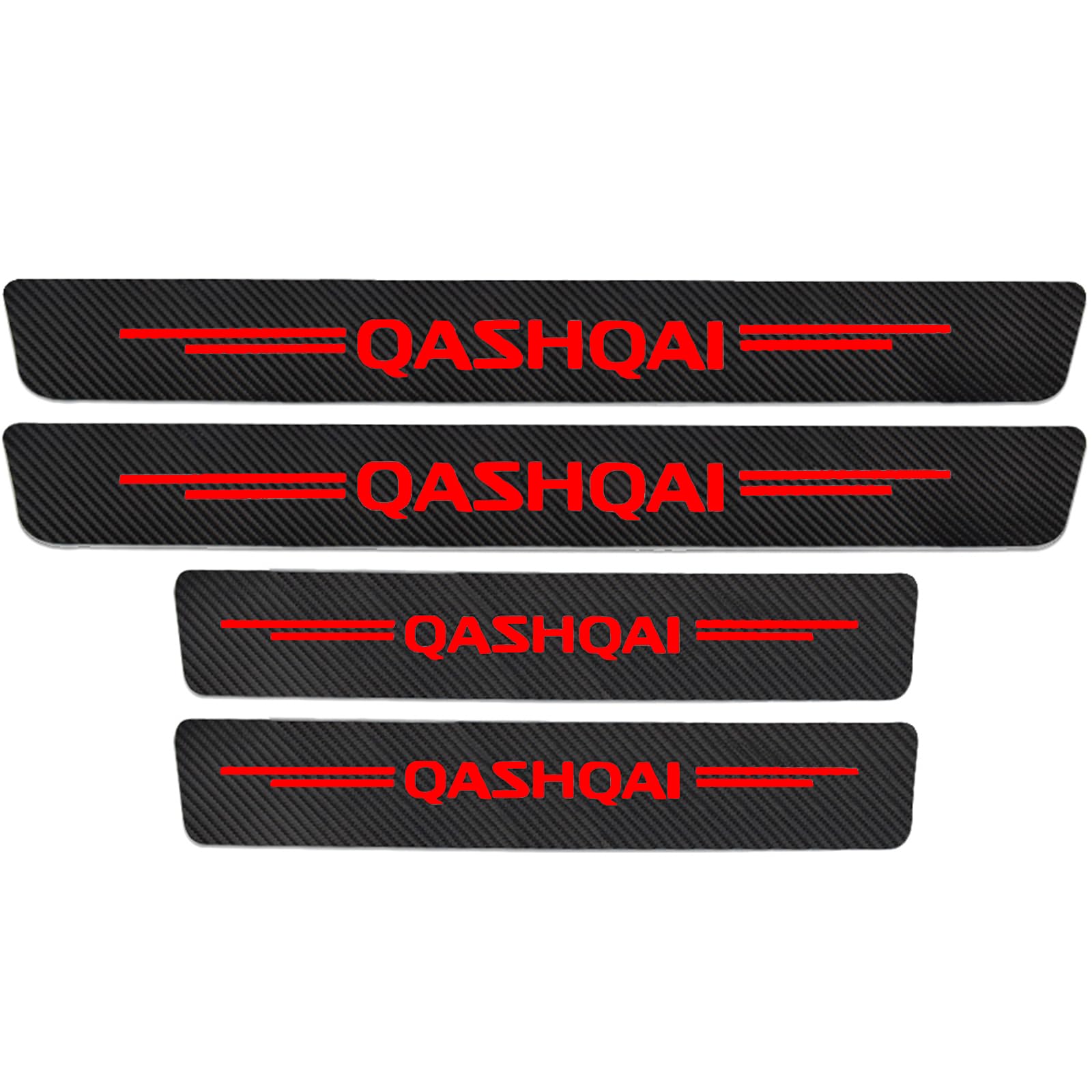 KAFMZEP 4 Pcs Car Door Sill Protectors Sticker for Nissan Qashqai J10 J11 J12, Carbon Fiber Scuff Plate Entry Guard Pedals Automotive Exterior Styling Accessory Parts,Red