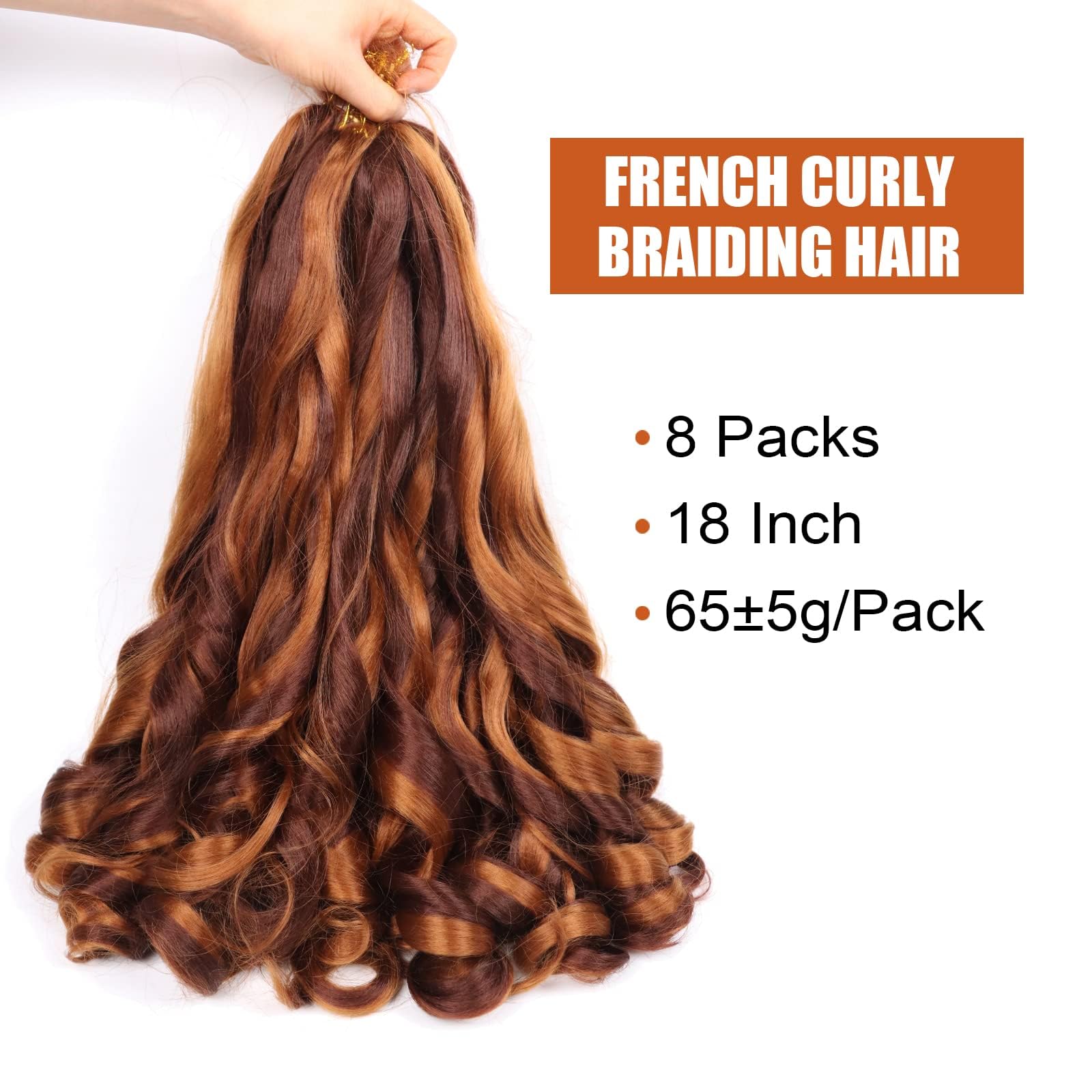 8 Packs 12 Inch French Curly Braiding Hair Loose Wave Spiral Curly Crochet Hair for Black Women Pre Stretched Braiding Hair with Curly Ends 12 Inch - Image 2