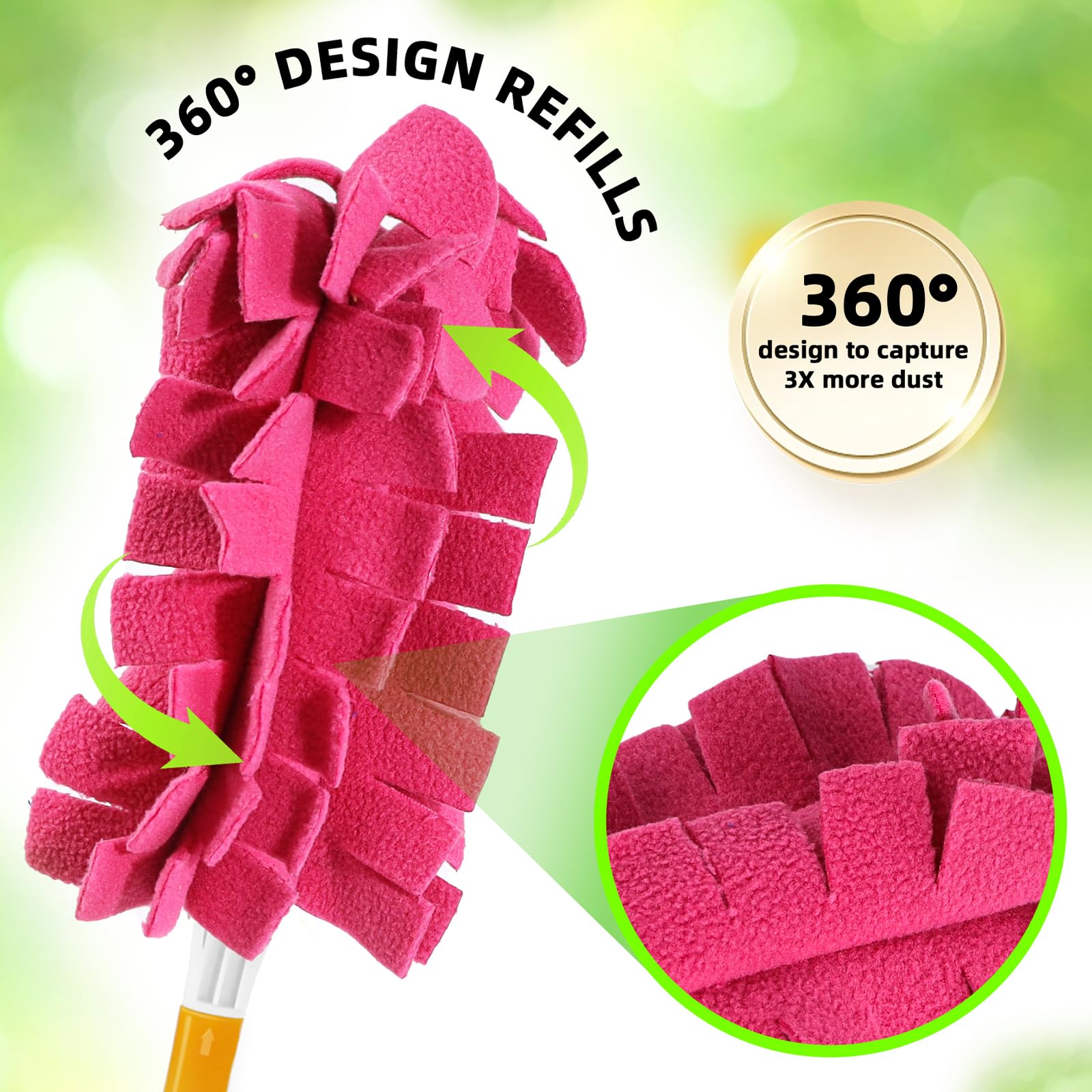 Recambio de plumero compatible con mango extendido Swiffer Duster – Recambios reutilizables resistentes 360 para mango de plumero Swiffer y kit de inicio de mango súper extensor, paquete de 6